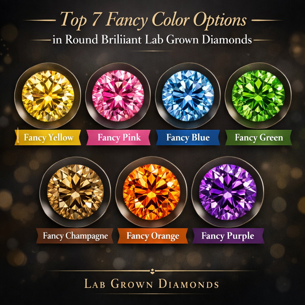 Top 7 Fancy Color Options in Round Brilliant Lab Grown Diamonds