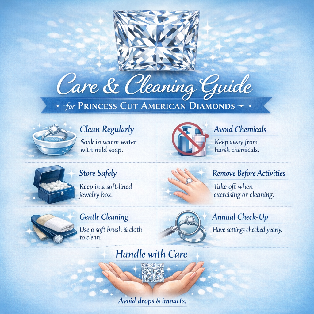 Care & Cleaning Guide for Princess Cut American Diamonds