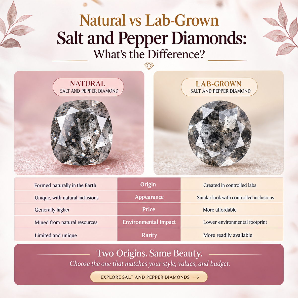 Natural vs Lab-Grown Salt and Pepper Diamonds: What's the Difference?
