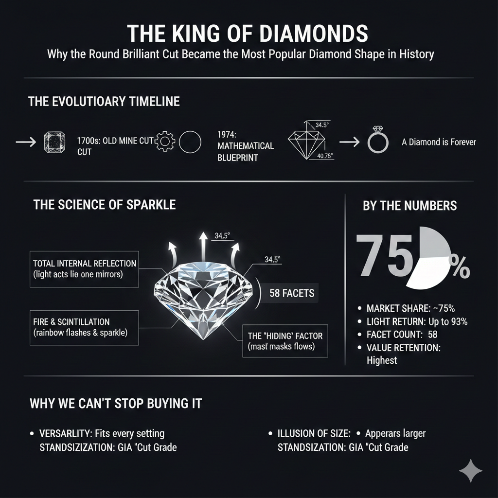 Why the Round Brilliant Cut Became the Most Popular Diamond Shape in History