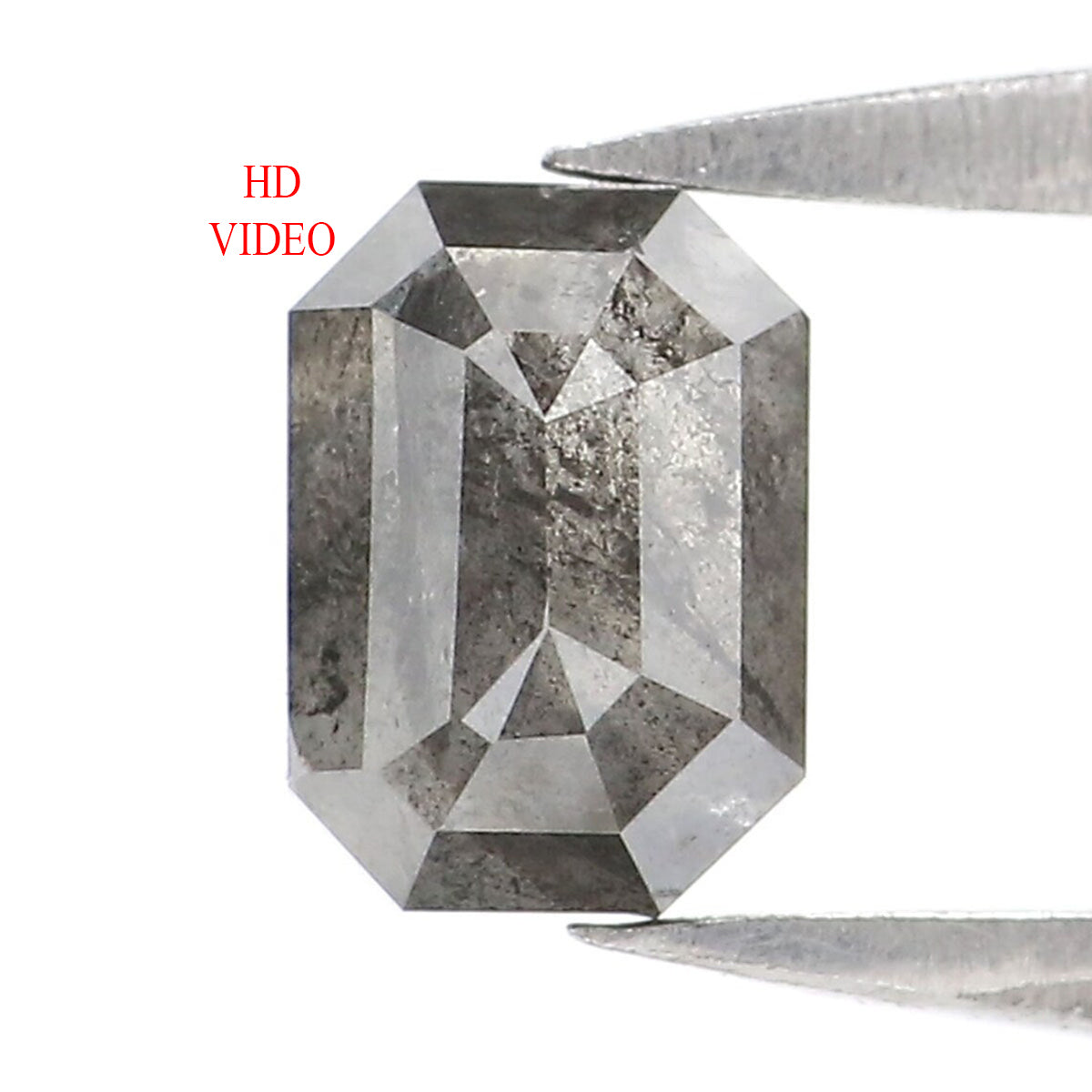 0.65 CT Natural Loose Emerald Shape Diamond Salt And Pepper Emerald Cut Diamond 5.65 MM Natural Black Grey Emerald Rose Cut Diamond LQ2530