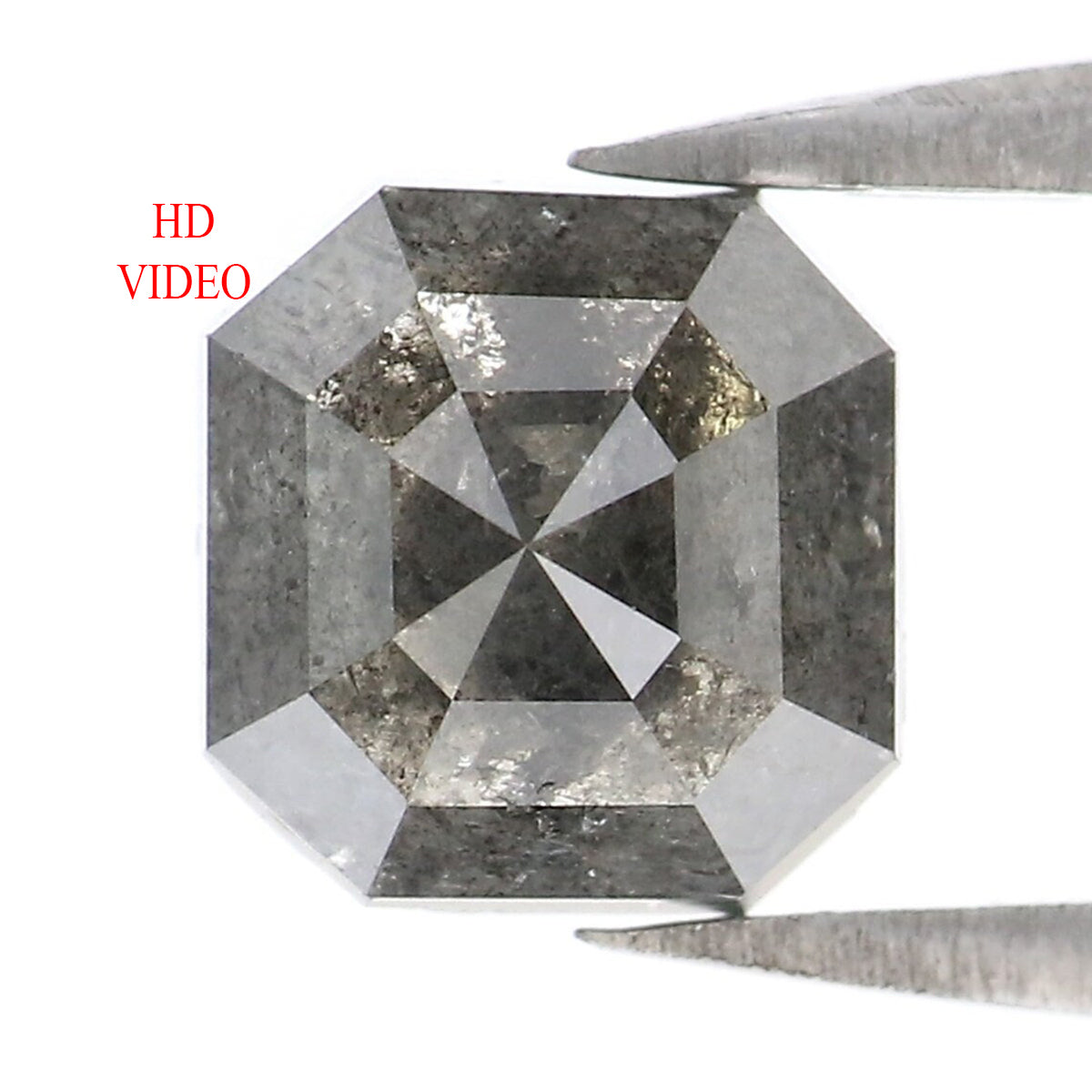 1.59 CT Natural Loose Emerald Shape Diamond Salt And Pepper Emerald Cut Diamond 6.45 MM Natural Black Grey Emerald Rose Cut Diamond LQ7893