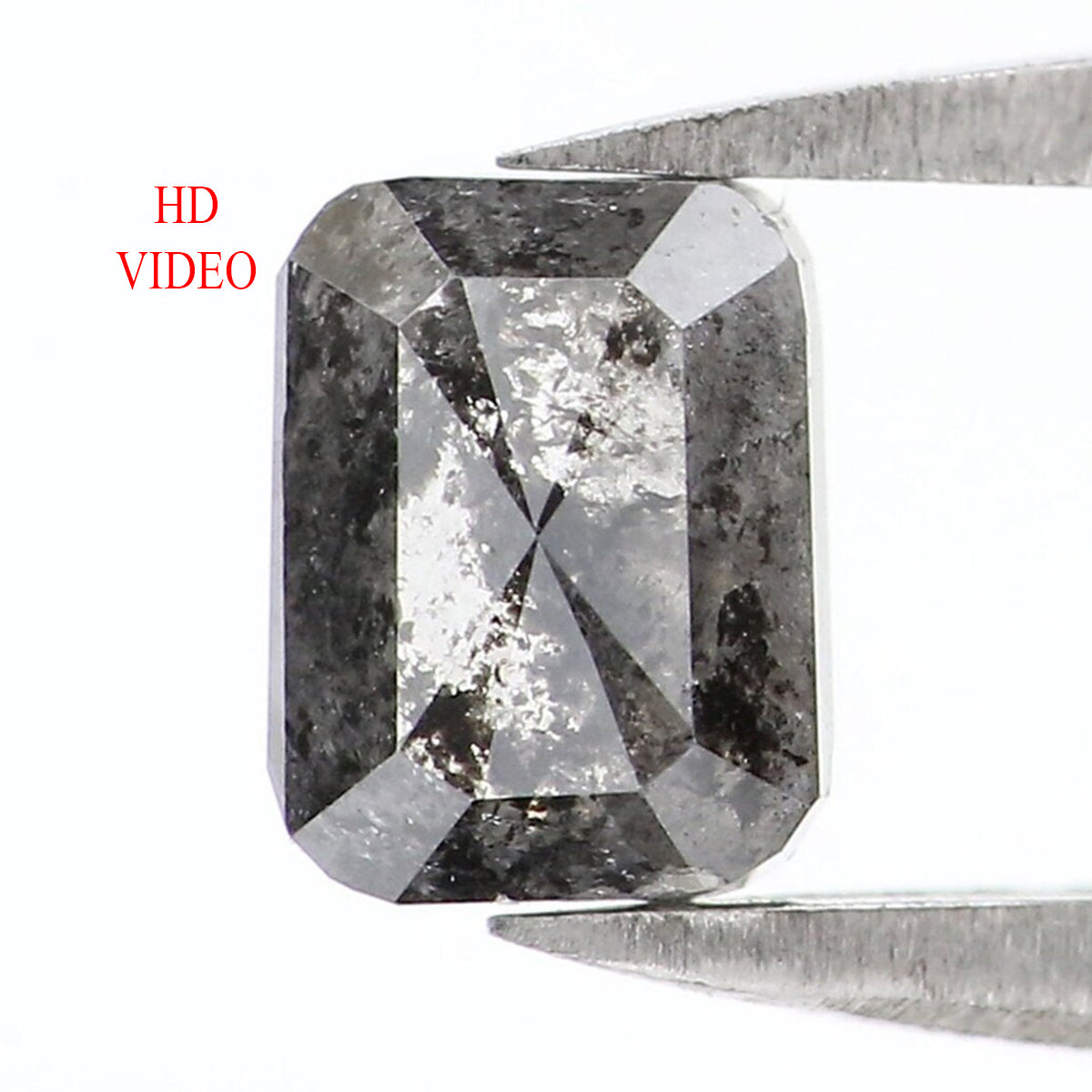 0.83 CT Natural Loose Emerald Shape Diamond Salt And Pepper Emerald Cut Diamond 5.75 MM Natural Black Grey Emerald Rose Cut Diamond LQ1760