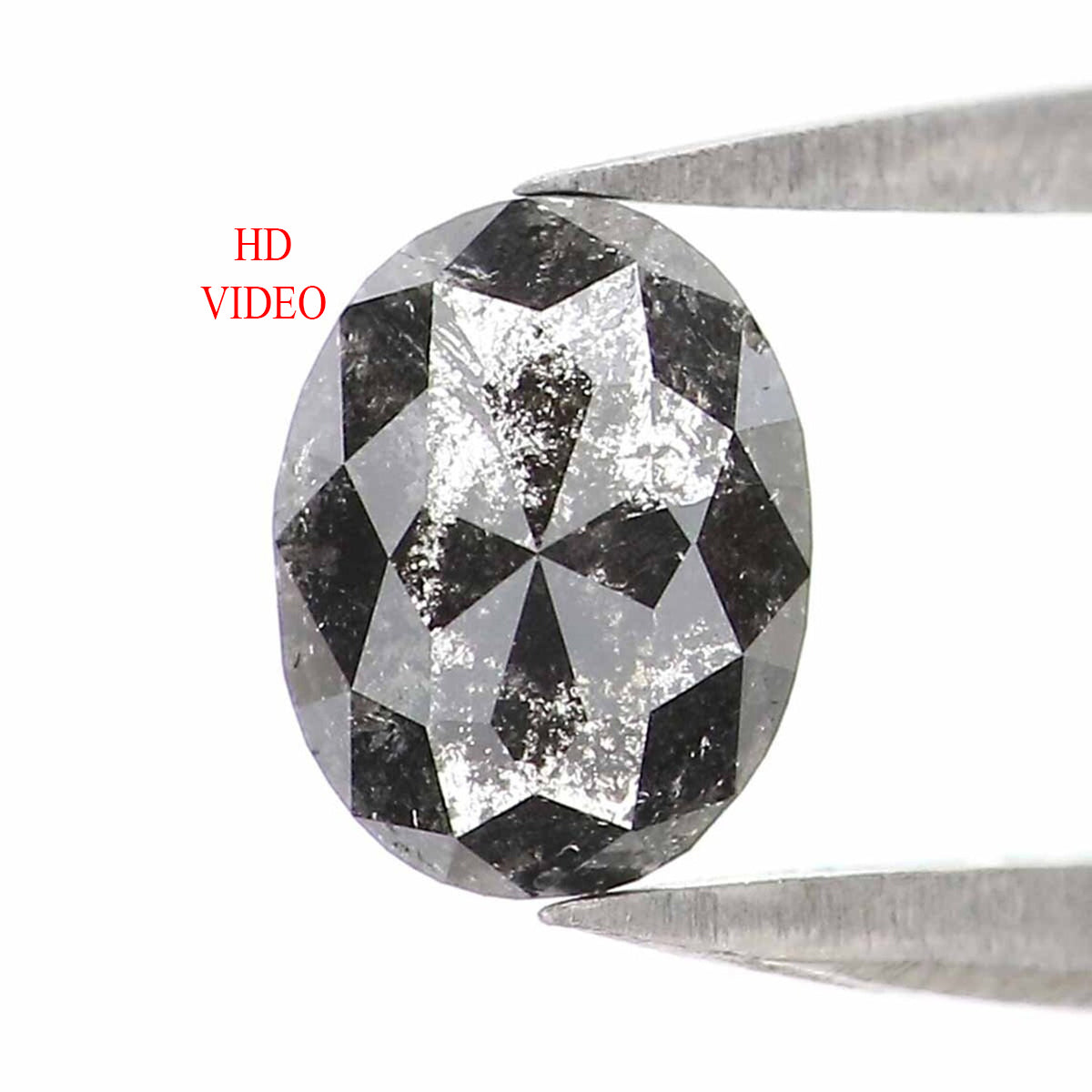 0.54 CT Natural Loose Oval Shape Diamond Salt And Pepper Oval Shape Diamond 5.95 MM Natural Black Grey Color Oval Rose Cut Diamond LQ2488