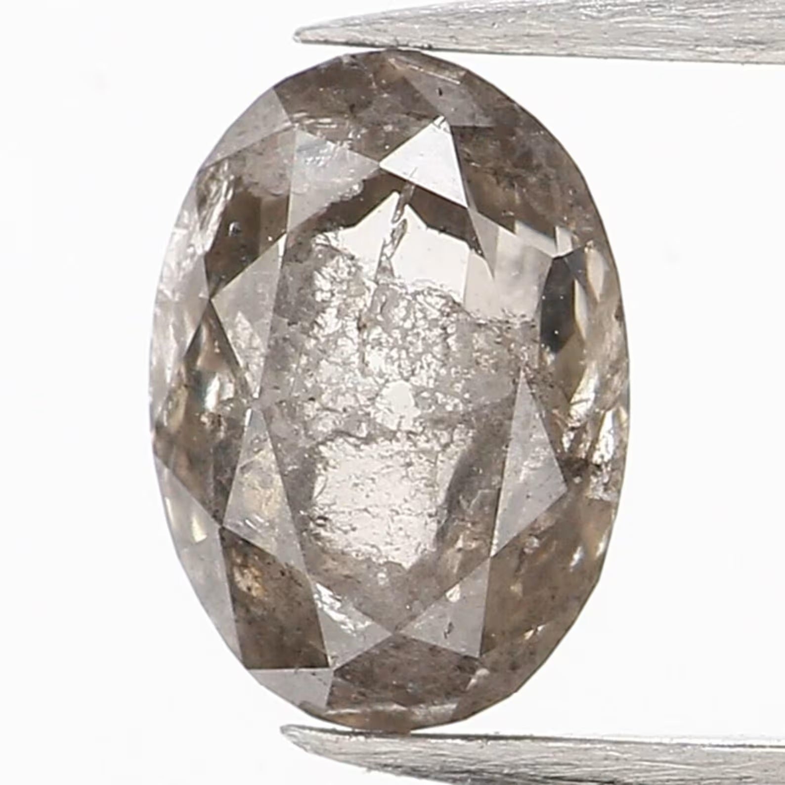 0.43 Ct Natural Loose Oval Cut Diamond Salt And Pepper Oval Cut Diamond 5.45 MM Natural Loose Black Grey Color Oval Rose Cut Diamond NQ999