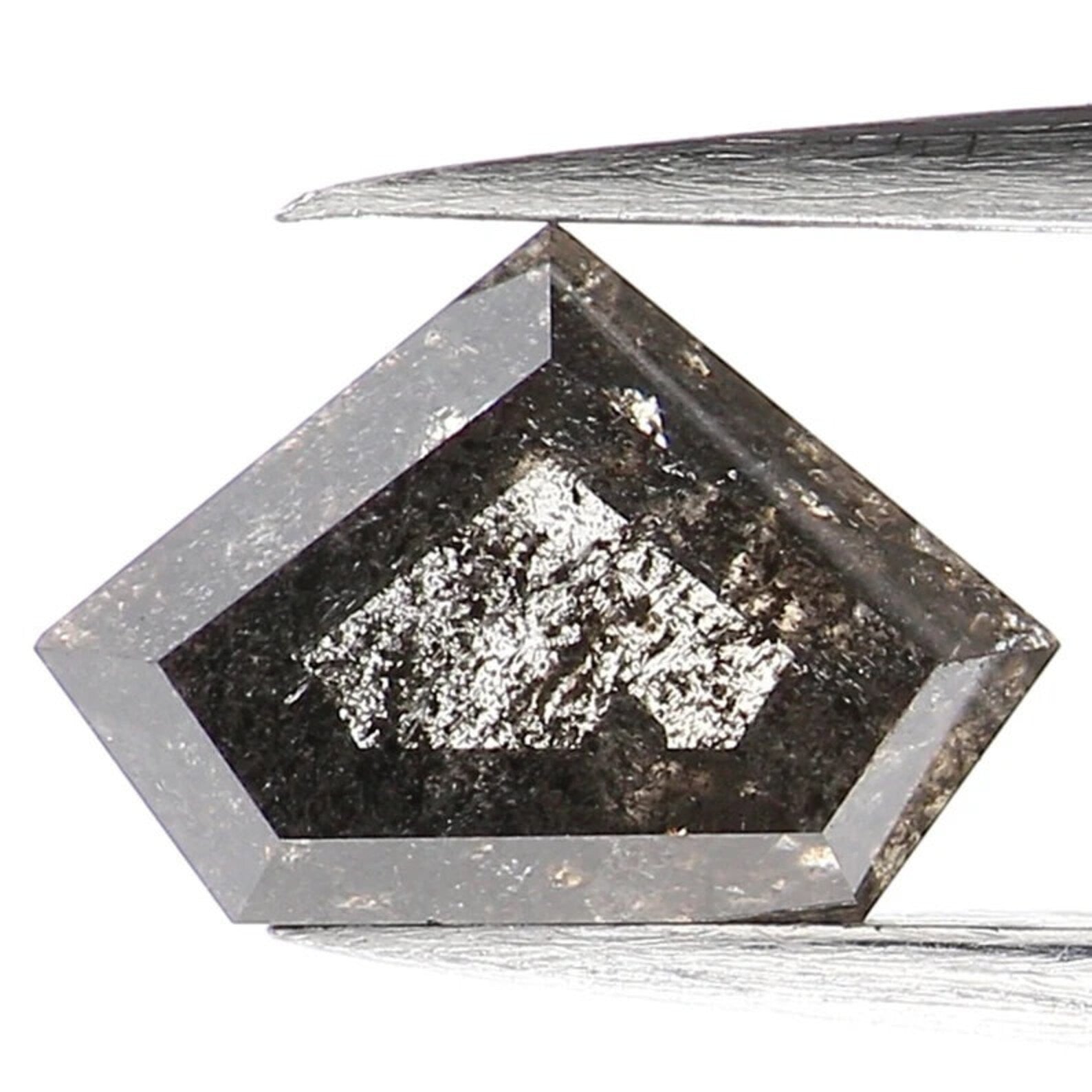 0.84 Ct Natural Loose Shield Cut Diamond Salt And Pepper Shield Diamond 5.20 MM Natural Loose Black Grey Color Shield Rose Cut Diamond QN943