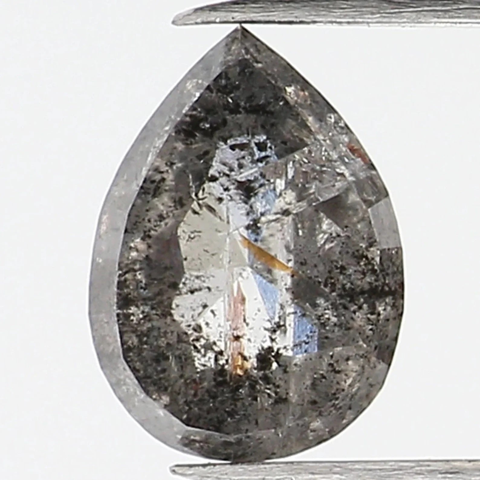 0.45 Ct Natural Loose Pear Shape Diamond Salt Pepper Pear Cut Diamond 5.75 MM Natural Loose Black Grey Color Pear Rose Cut Diamond NQ940