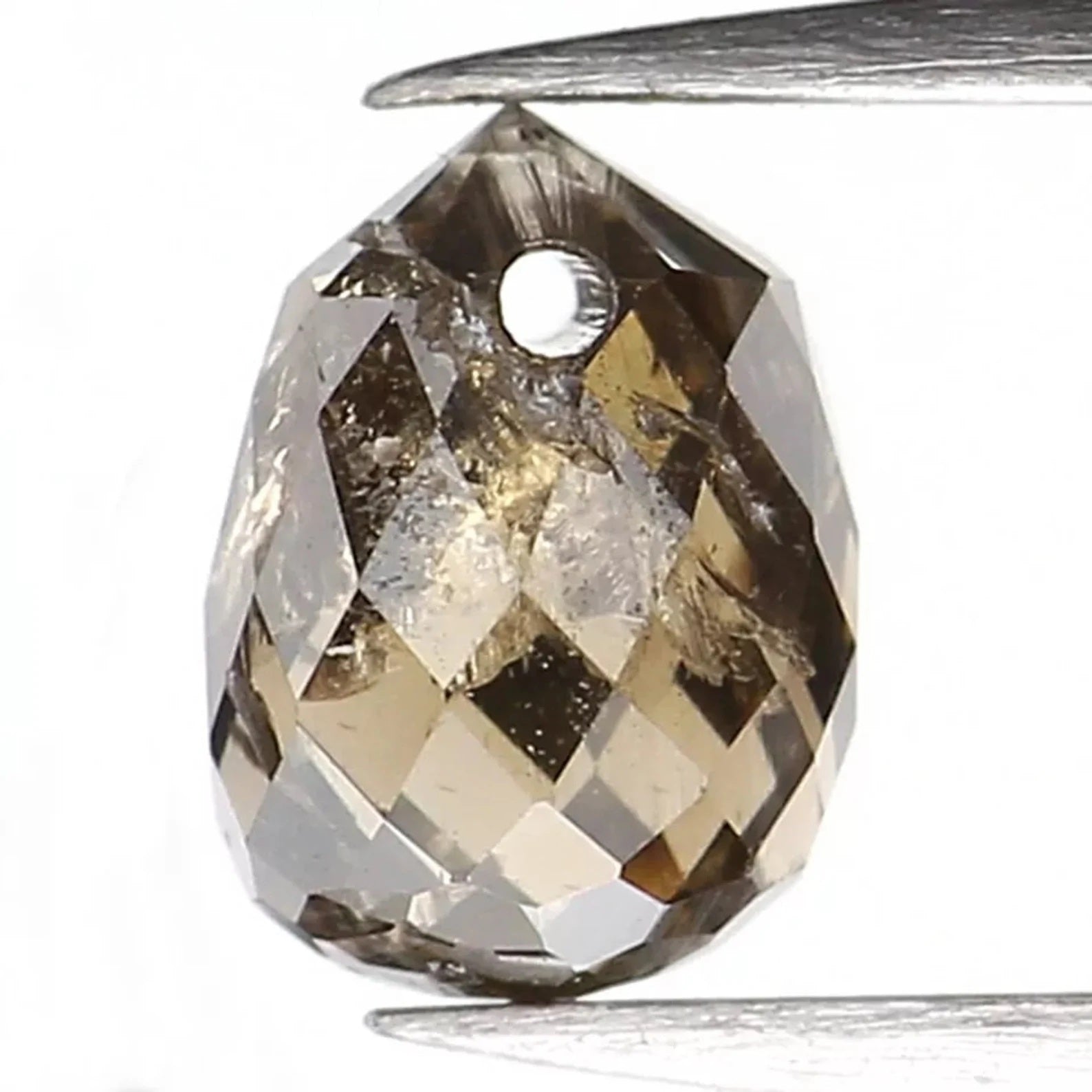 0.68 CT Natural Loose Drop Shape Diamond Brown Color Briolette Cut Diamond 5.15 MM Natural Brown Color Briolette Rose Cut Diamond NQ854