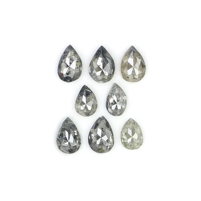 1.23 CT Natural Loose Pear Shape Diamond Salt And Pepper Pear Diamond 3.85 MM Natural Loose Black Gray Color Pear Rose Cut Diamond NQ1894