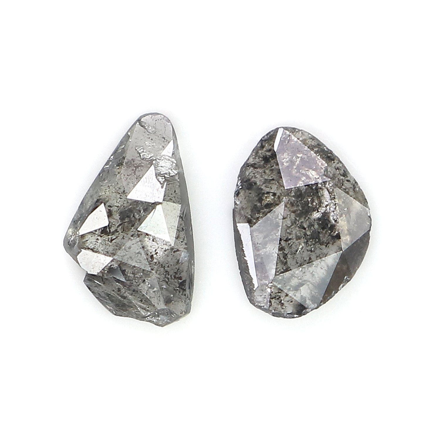 0.70 CT Natural Loose Slice Shape Diamond Salt And Pepper Slice Cut Diamond 7.05 MM Natural Black Grey Color Slice Irregular Diamond LQ3373