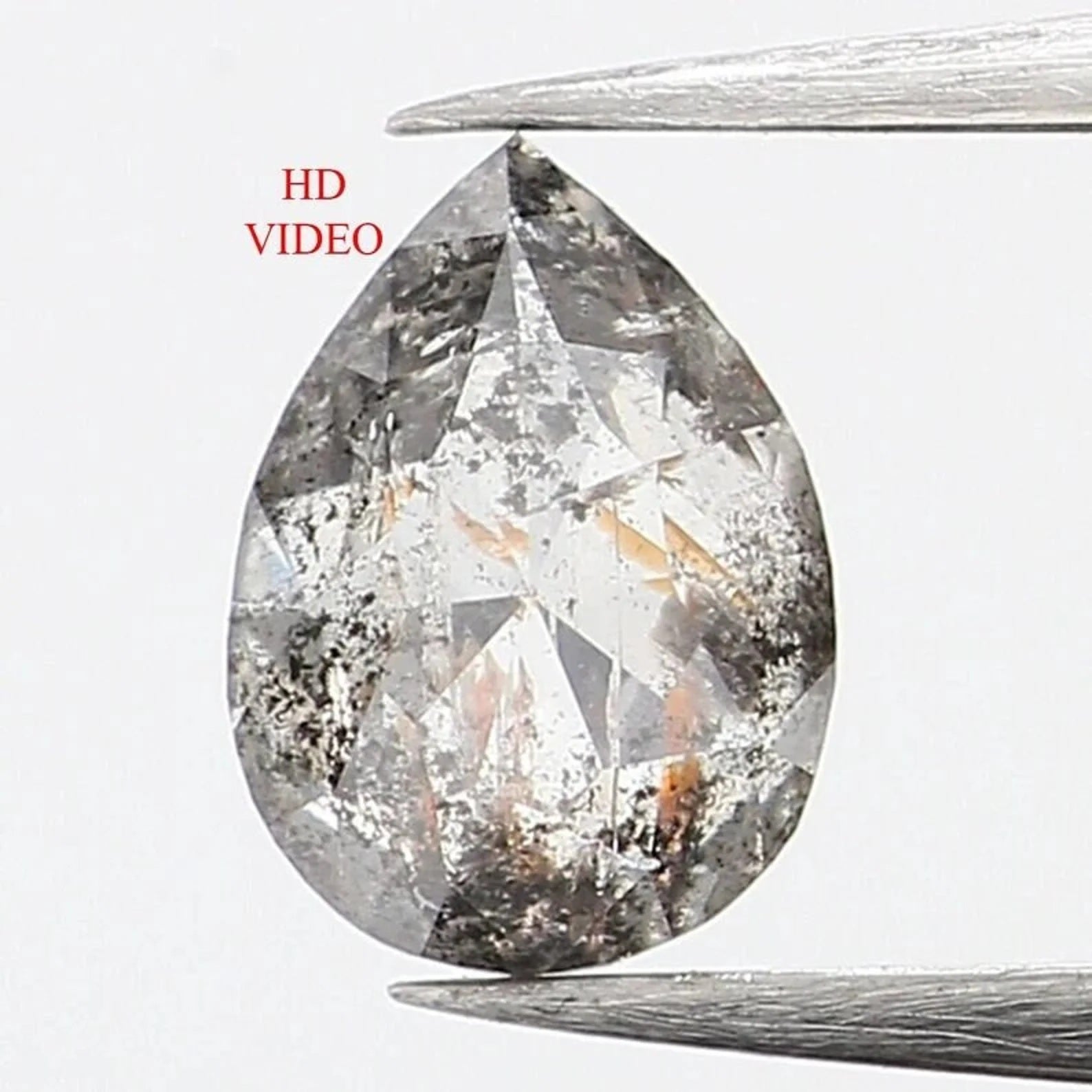 0.45 Ct Natural Loose Pear Shape Diamond Salt Pepper Pear Cut Diamond 5.75 MM Natural Loose Black Grey Color Pear Rose Cut Diamond NQ940