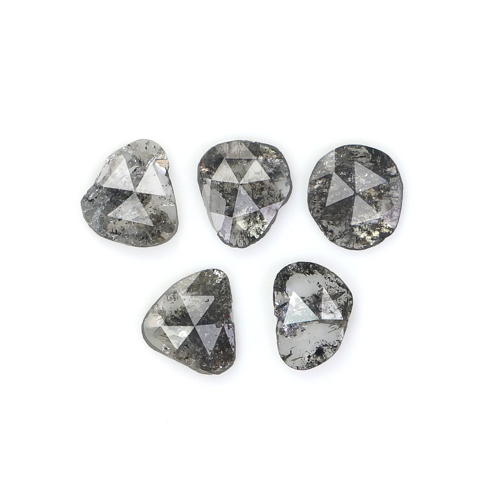 1.20 CT Natural Loose Slice Shape Diamond Salt And Pepper Slice Uncut Diamond 5.70 MM Natural Black Grey Color Slice Rose Cut Diamond N2628