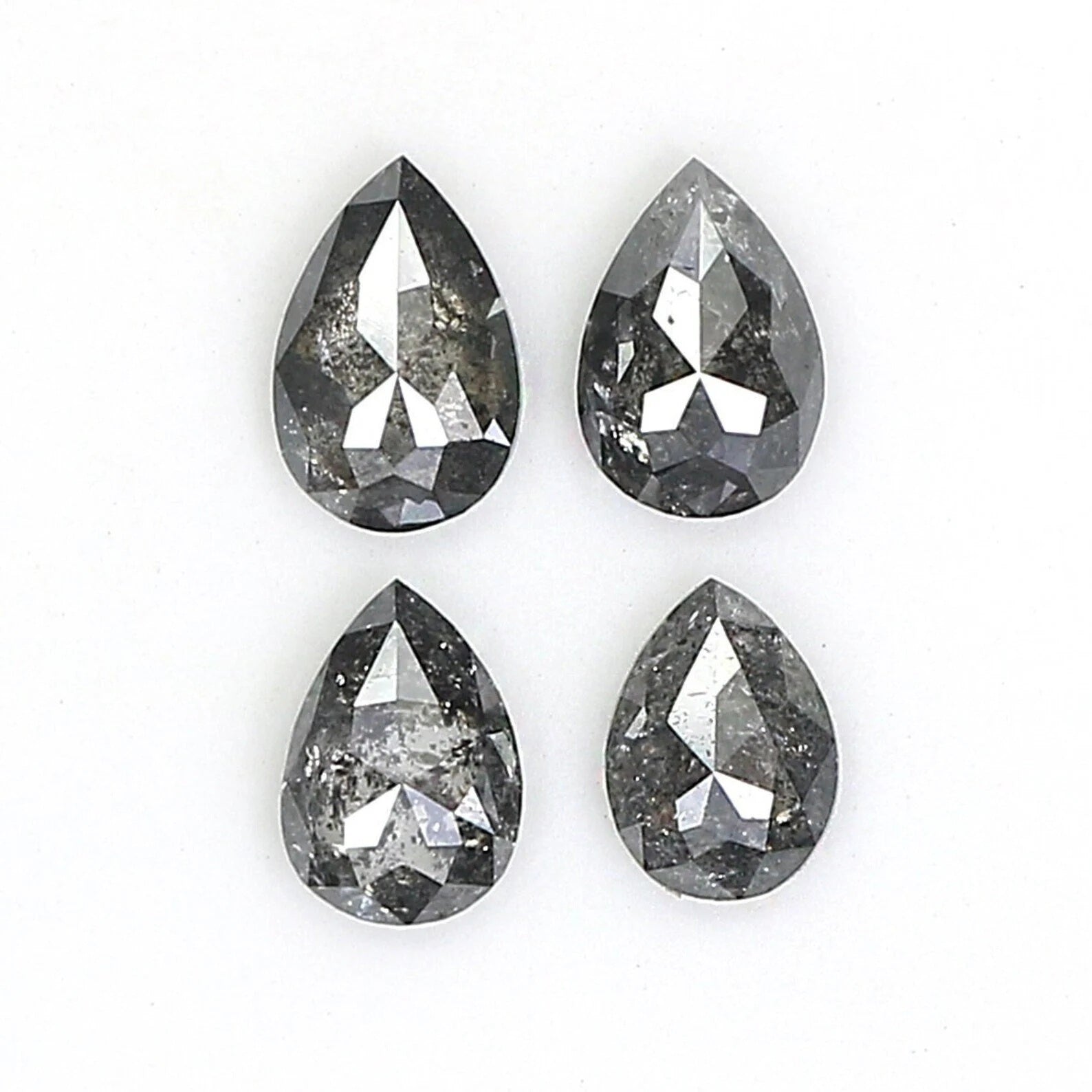 0.96 CT Natural Loose Pear Shape Diamond Salt And Pepper Pear Diamond 4.60 MM Natural Loose Black Grey Color Pear Rose Cut Diamond QN1425