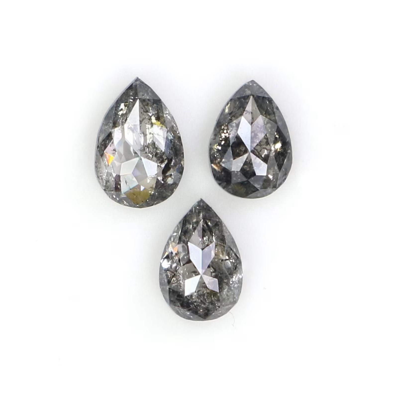 0.46 CT Natural Loose Pear Shape Diamond Salt And Pepper Pear Diamond 4.40 MM Natural Diamond Black Grey Color Pear Rose Cut Diamond NQ2414
