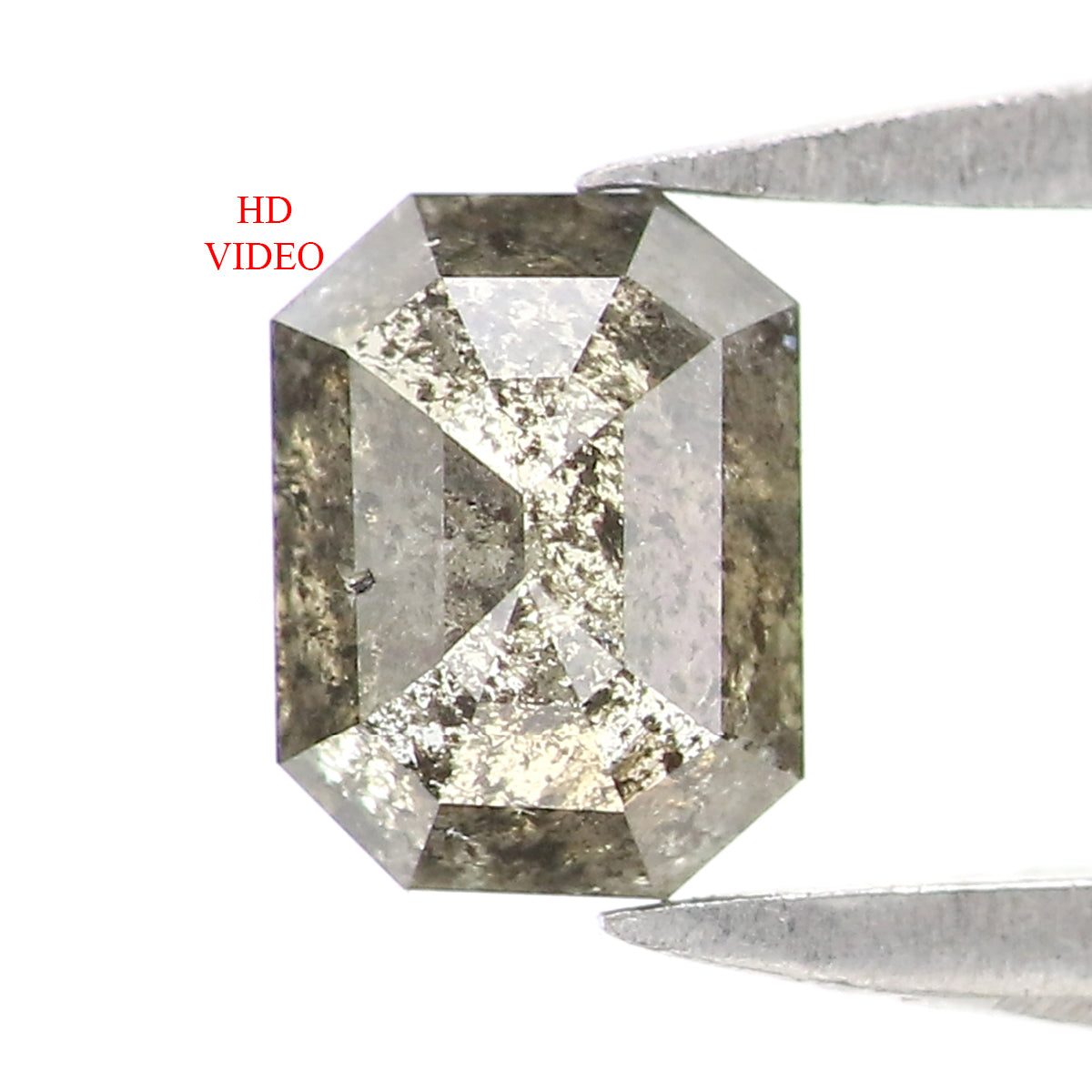 Natural Loose Emerald Salt And Pepper Diamond Black Grey Color 0.33 CT 4.51 MM Emerald Shape Rose Cut Diamond KR2589