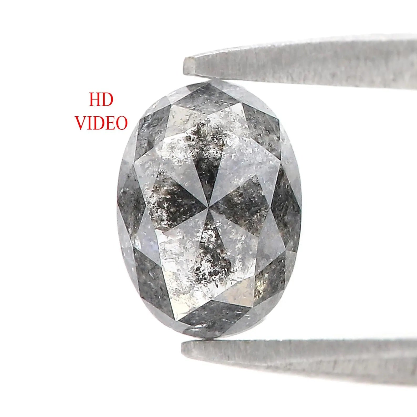 1.00 CT Natural Loose Oval Shape Diamond Salt And Pepper Oval Cut Diamond 6.85 MM Natural Loose Diamond Oval Shape Rose Cut Diamond QN1207