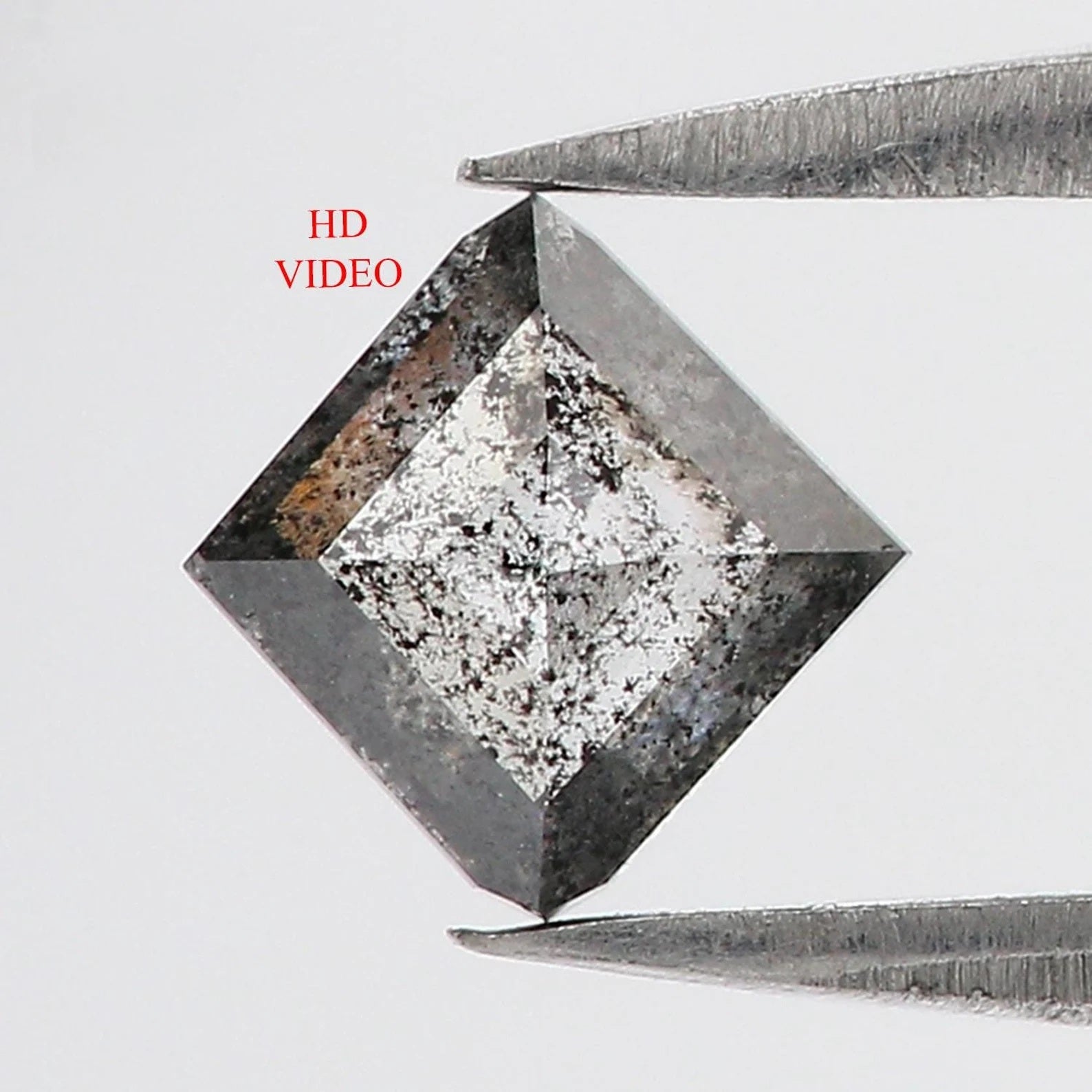 0.53 CT Natural Loose Square Shape Diamond Salt And Pepper Square Diamond 6.20 MM Natural Black Grey Color Square Rose Cut Diamond NQ7996