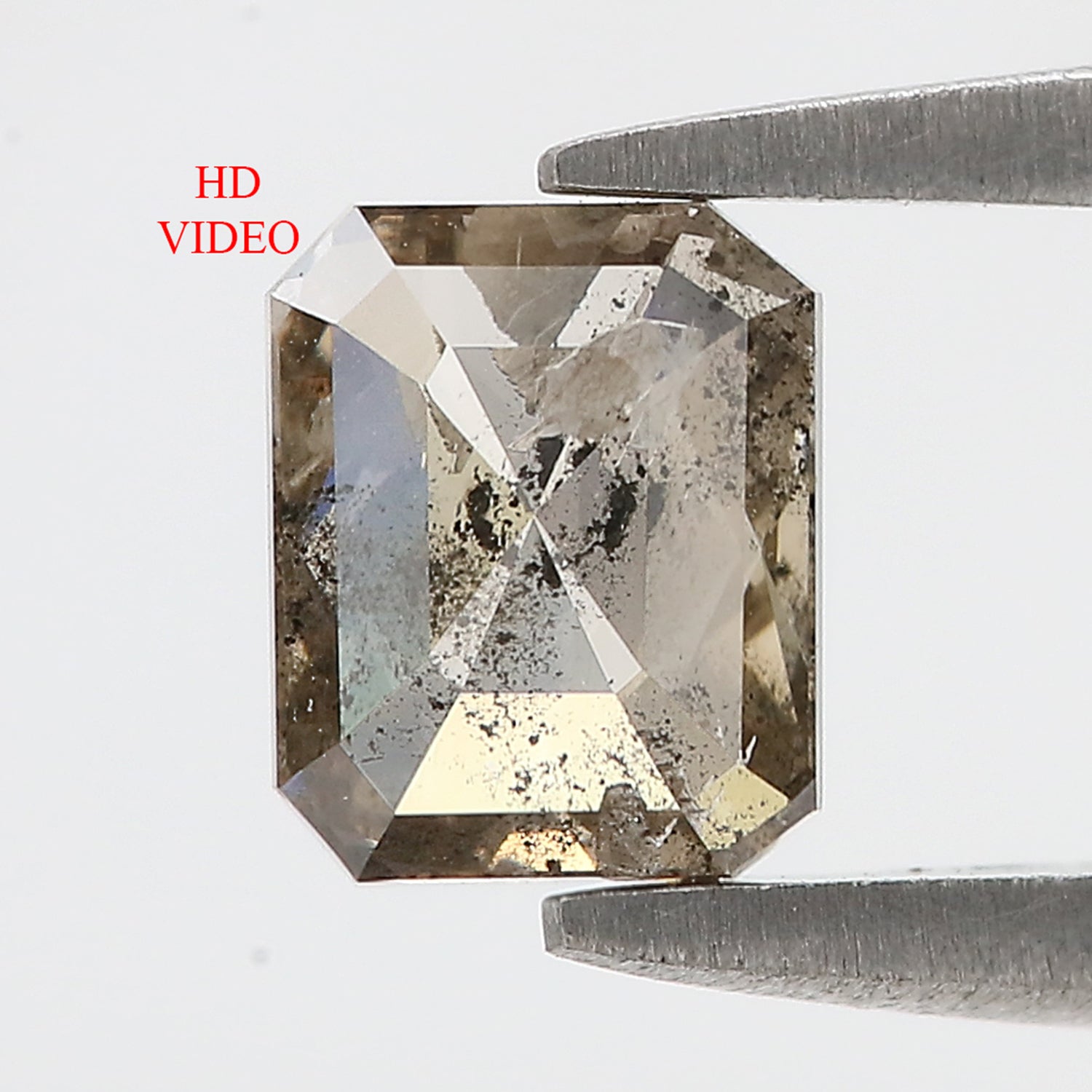 0.86 CT Natural Loose Emerald Shape Diamond Salt And Pepper Emerald Shape Diamond 6.10 MM Black Grey Color Emerald Rose Cut Diamond QL9563