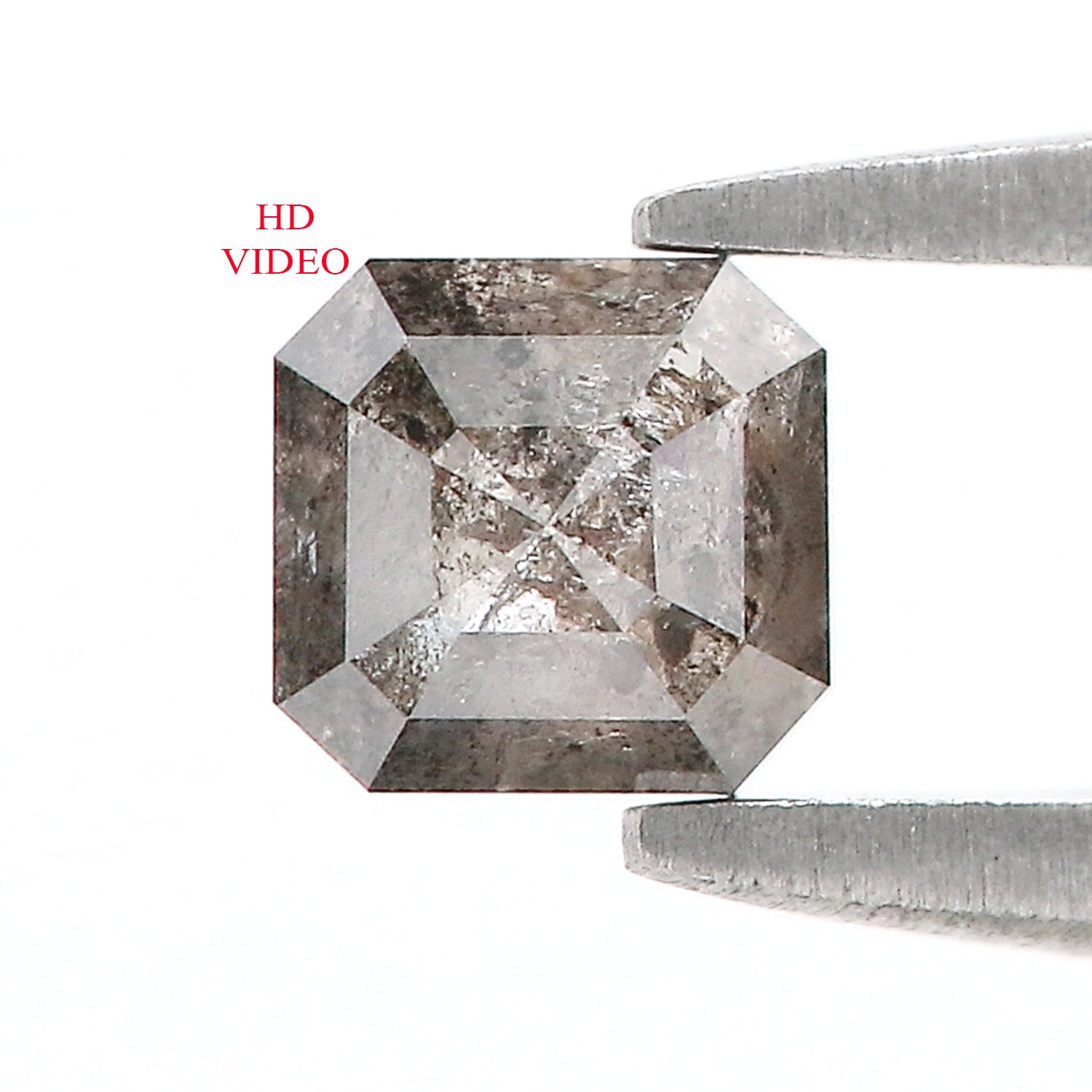 0.64 CT Natural Loose Emerald Shape Diamond Salt And Pepper Emerald Diamond 4.40 MM Natural Black Grey Color Emerald Rose Cut Diamond LQ5078