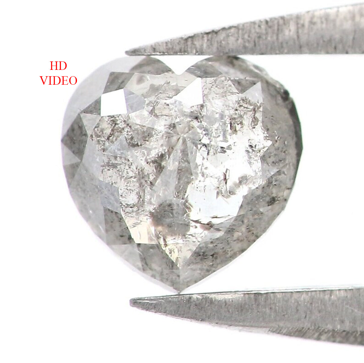 Natural Loose Heart Salt And Papper Diamond Black Grey Color 0.31 CT 4.65 MM Heart Shape Rose Cut L1786