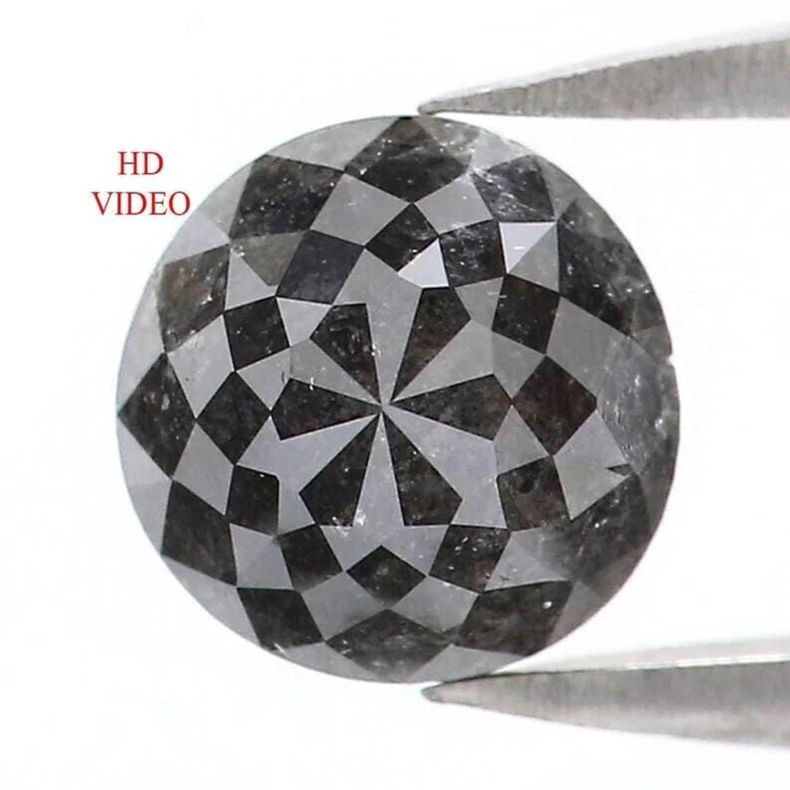 1.18 CT Natural Loose Round Shape Diamond Salt And Pepper Round Diamond 6.00 MM Natural Loose Black Grey Color Round Rose Cut Diamond NQ9417