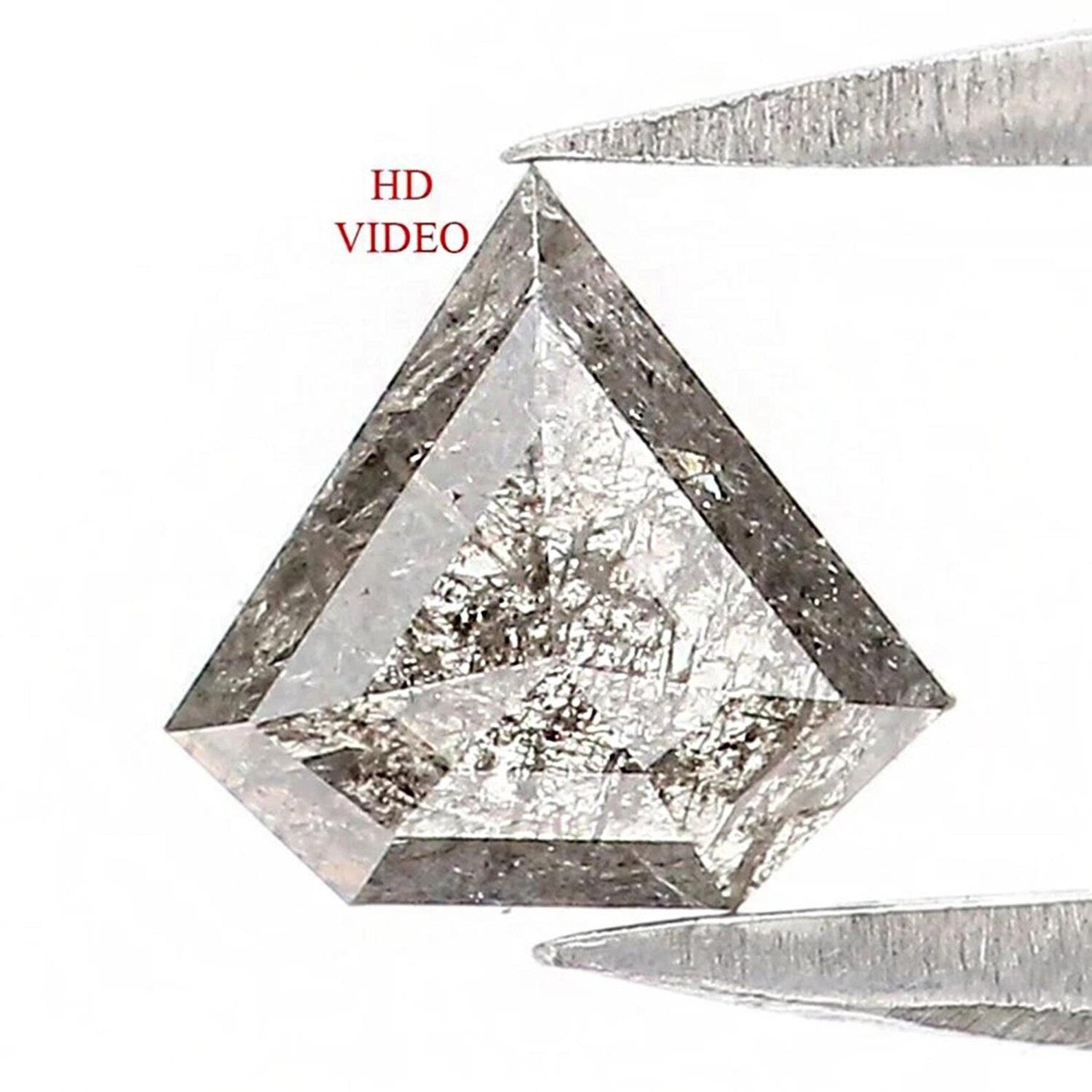 0.39 CT Natural Loose Shield Shape Diamond Salt And Pepper Shield Diamond 5.60 MM Natural Black Gray Color Shield Rose Cut Diamond NQ9325