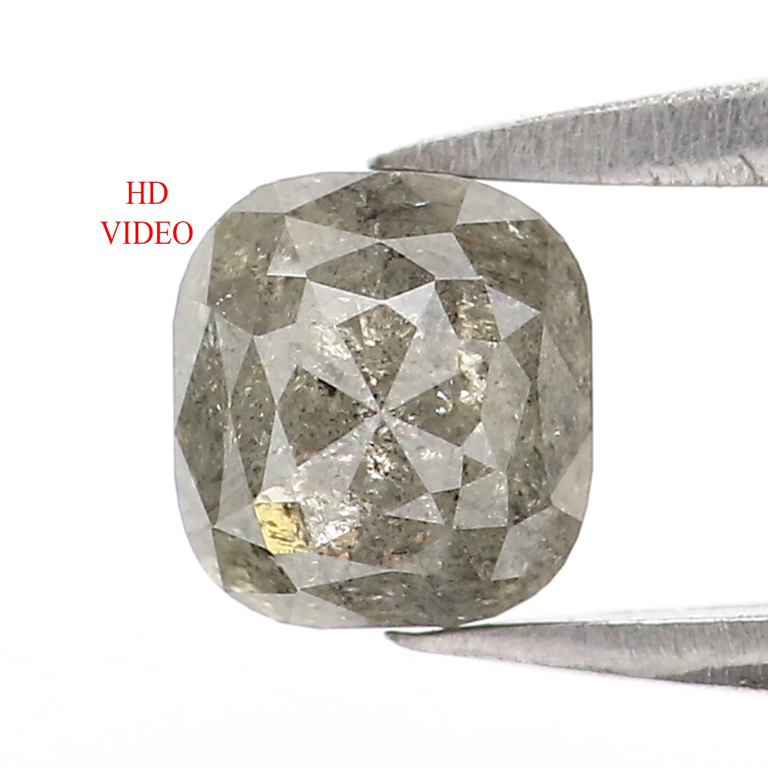 Natural Loose Cushion Diamond, Salt And Pepper Diamond, Natural Loose Diamond, Cushion Rose Cut Diamond, 0.97 CT Cushion Shape Diamond L2860