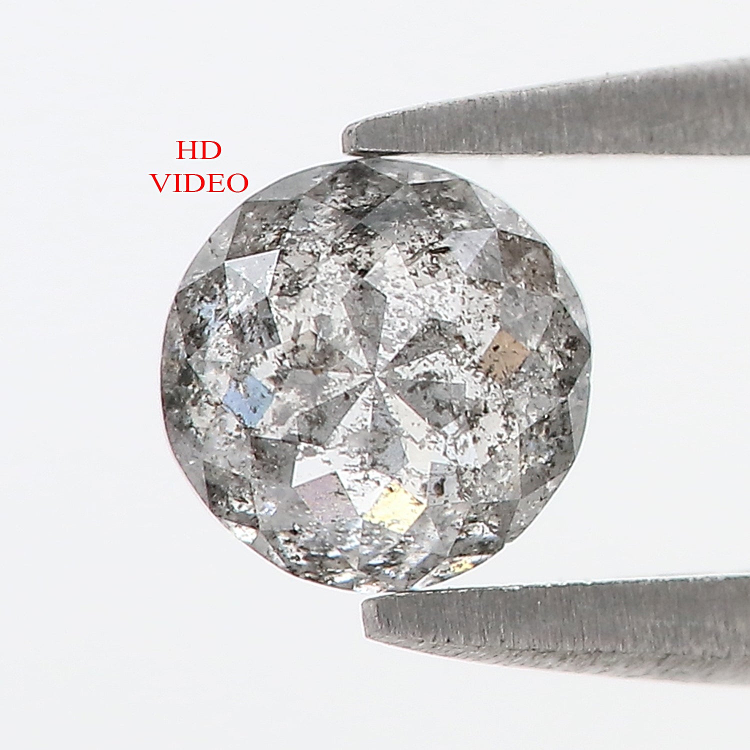 0.78 CT Natural Loose Round Rose Cut Diamond Salt And Pepper Round Shape Diamond 5.55 MM Natural Black Grey Round Rose Cut Diamond LQ2394