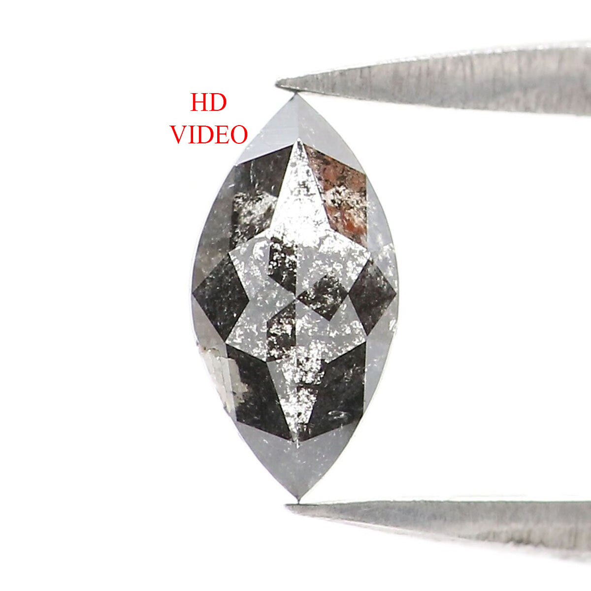 Natural Loose Marquise Salt And Pepper Diamond Black Grey Color 0.39 CT 6.93 MM Marquise Shape Rose Cut Diamond KR2565