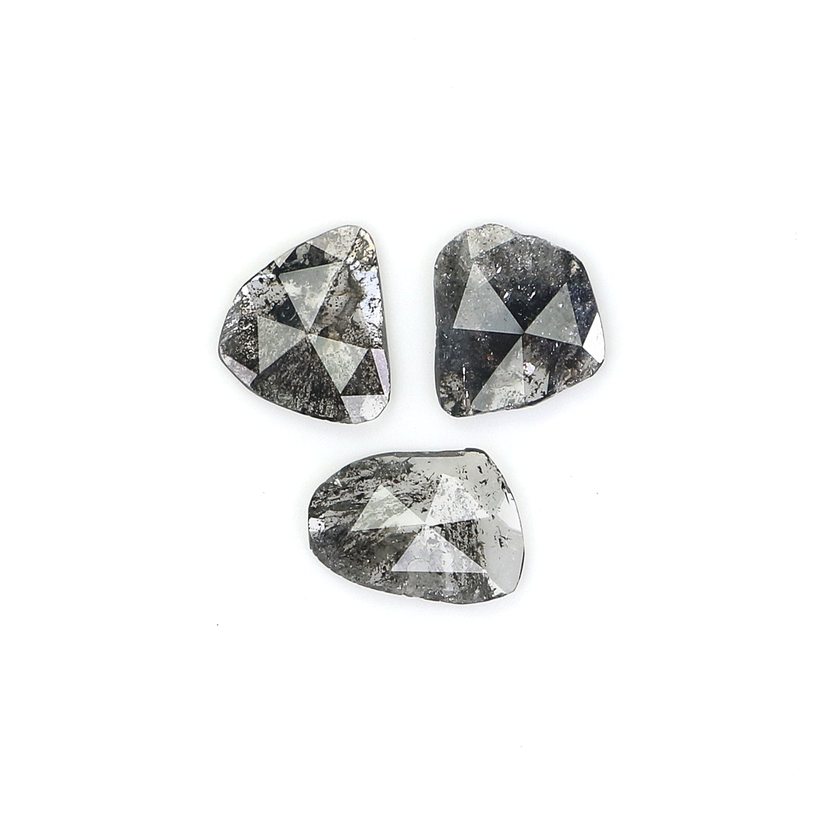 0.96 CT Natural Loose Slice Shape Diamond Salt And Pepper Slice Uncut Diamond 7.15 MM Natural Black Grey Diamond Irregular Cut Diamond L3559