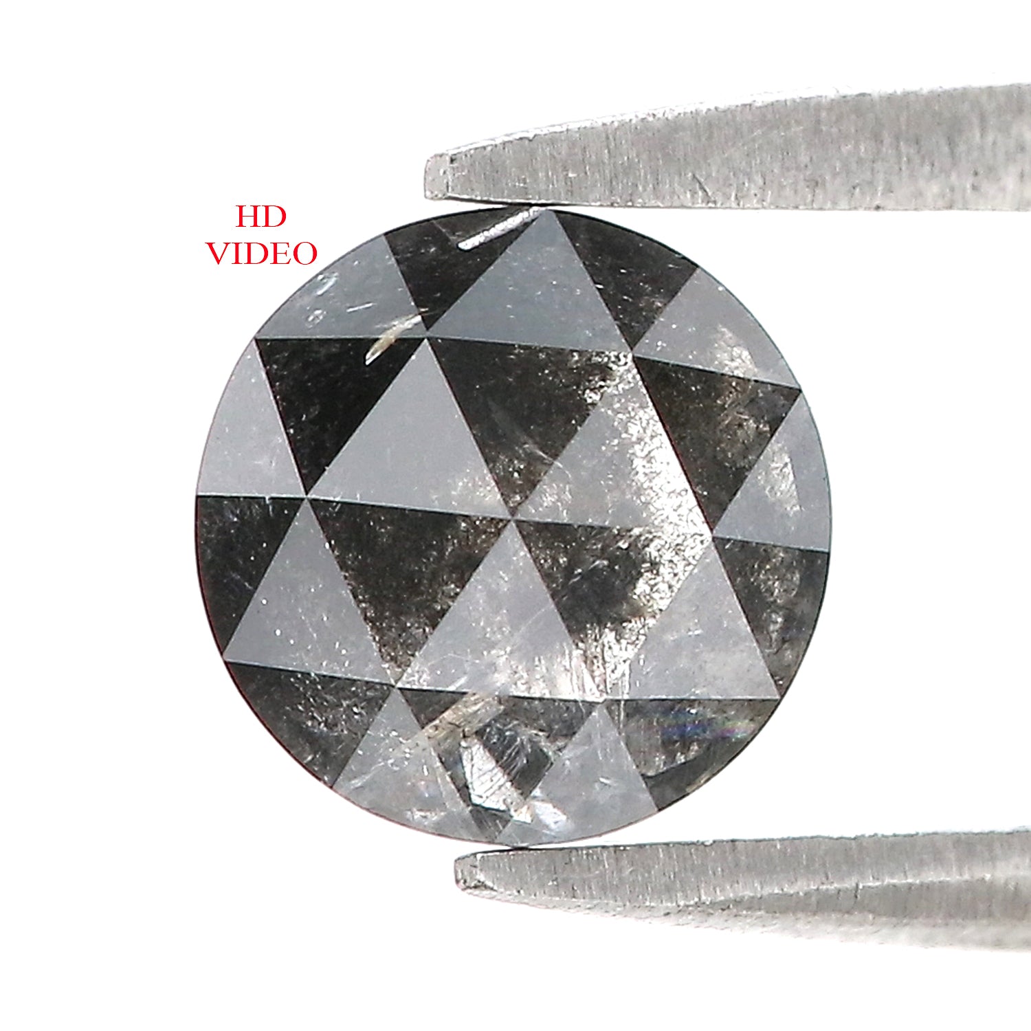 1.26 Ct Natural Loose Round Rose Cut Diamond Salt And Pepper Round Shape Diamond 6.70 MM Natural Black Grey Round Rose Cut Diamond LQ278