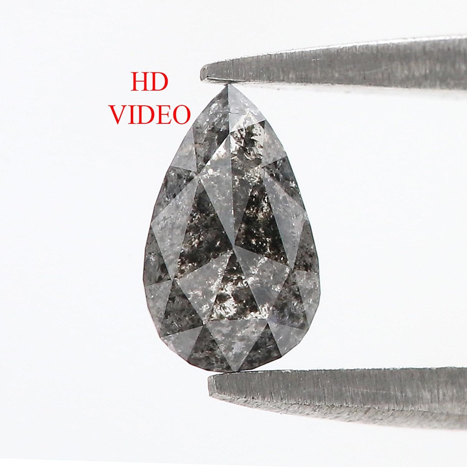 0.58 CT Natural Loose Pear Shape Diamond Salt And Pepper Pear Diamond 7.05 MM Natural Loose Black Grey Color Pear Rose Cut Diamond N9259