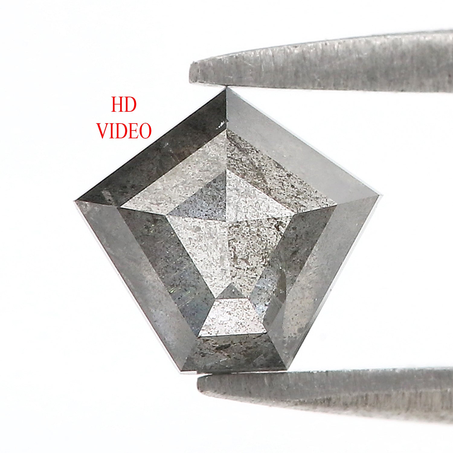 0.92 Ct Natural Loose Pentagon Shape Diamond Salt And Pepper Pentagon Cut Diamond 6.60 MM Black Gray Color Pentagon Rose Cut Diamond QL438