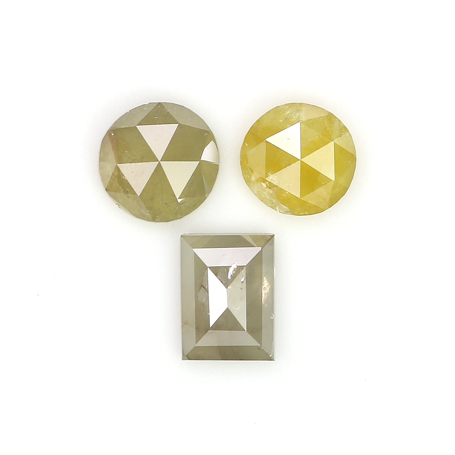 1.10 Ct Natural Loose Mix Shape Diamond Grey Color Mix Shape Diamond 4.85 MM Natural Diamond Yellow Color Mix Shape Rose Cut Diamond LQ3049