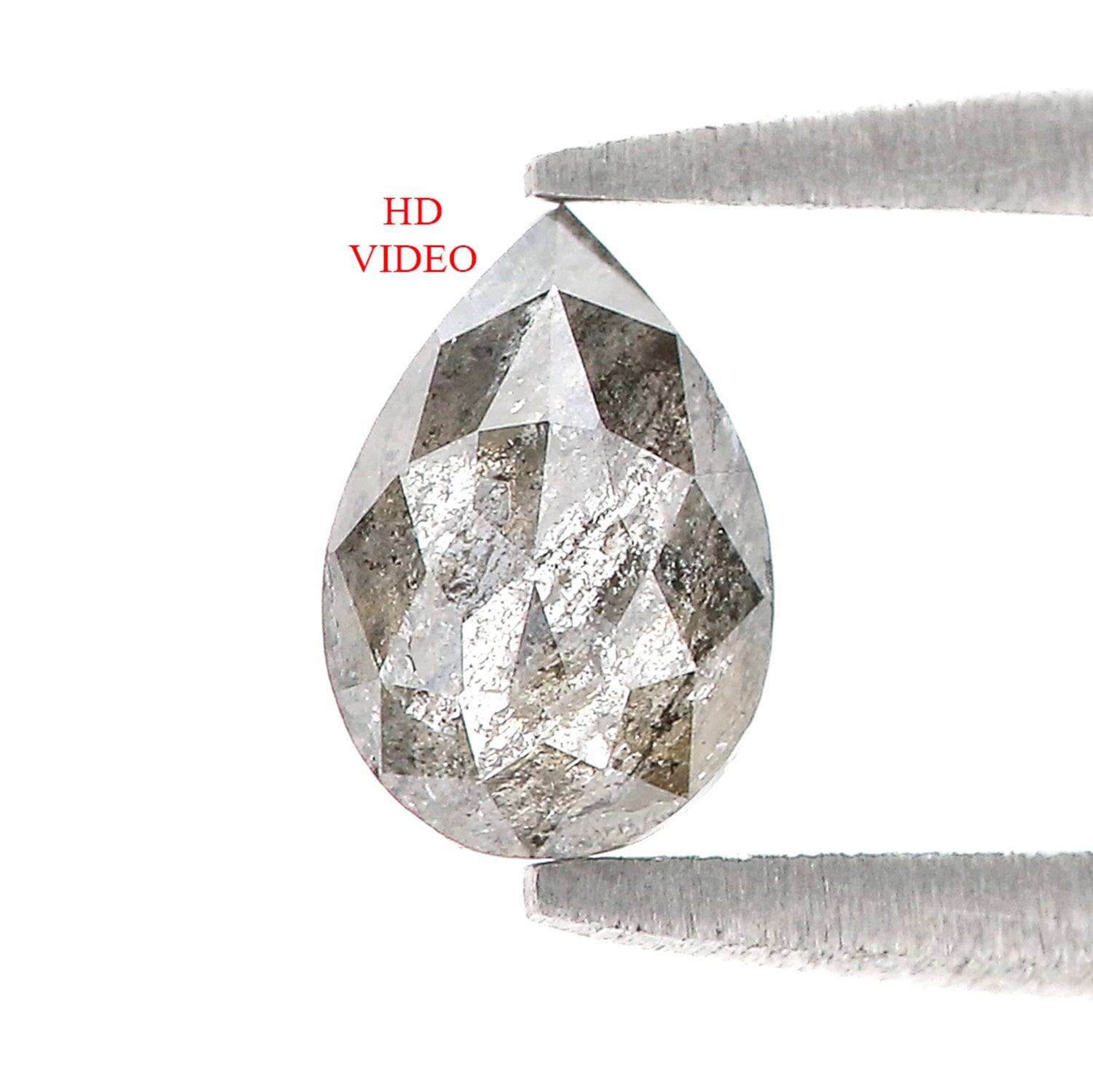 0.39 CT Natural Loose Pear Shape Diamond Salt And Pepper Pear Diamond 5.85 MM Natural Loose Black Grey Color Pear Rose Cut Diamond LQ3351