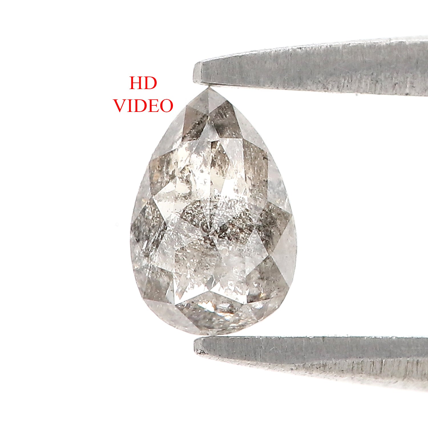 0.38 CT Natural Loose Pear Shape Diamond Salt And Pepper Pear Rose Cut Diamond 5.80 MM Natural Loose Black Grey Color Pear Diamond LQ3350