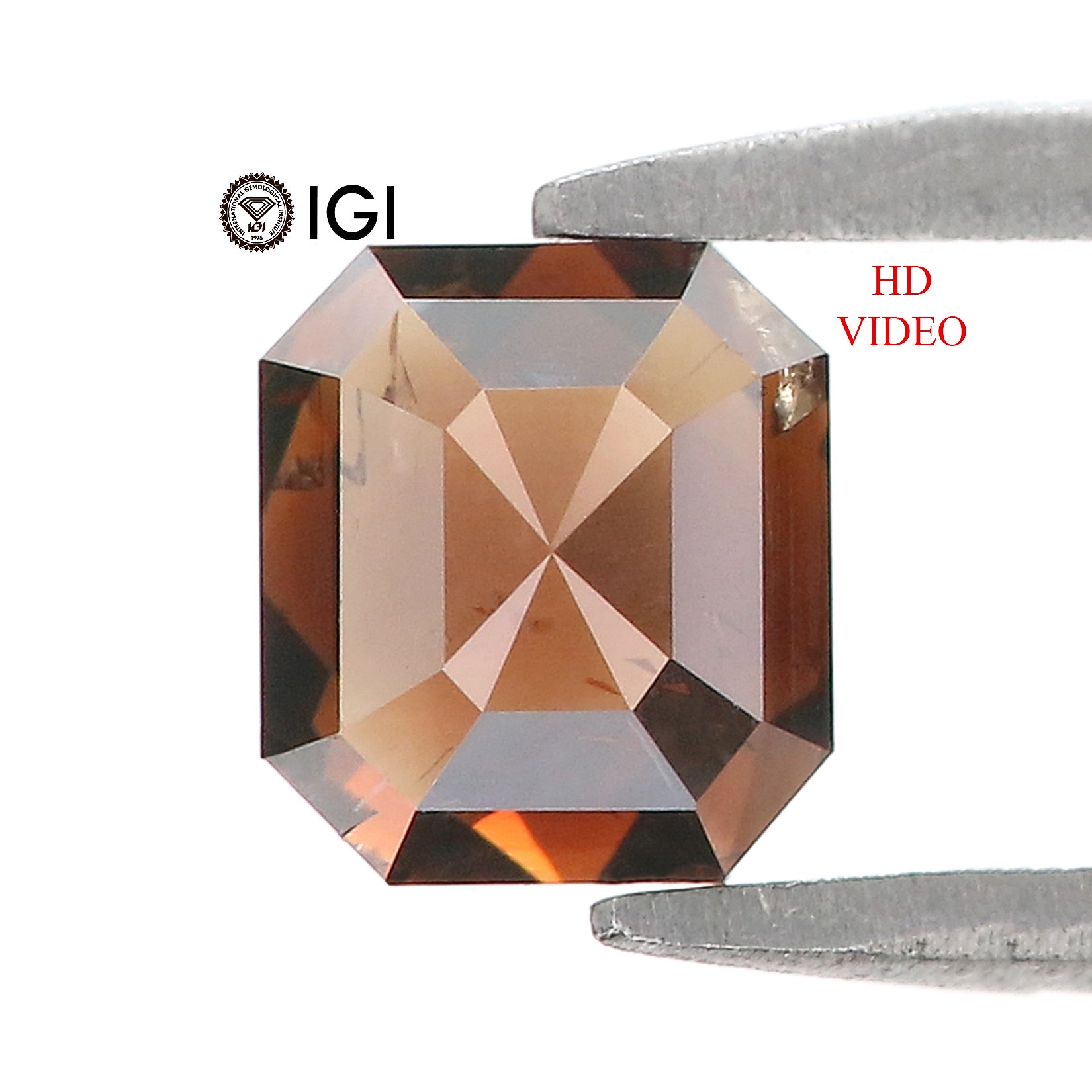 1.10 Ct IGI CERTIFIED Natural Loose Emerald Shape Diamond Deep Orange Brown Color Emerald Diamond 5.90 MM Natural Emerald Cut Diamond QL7721