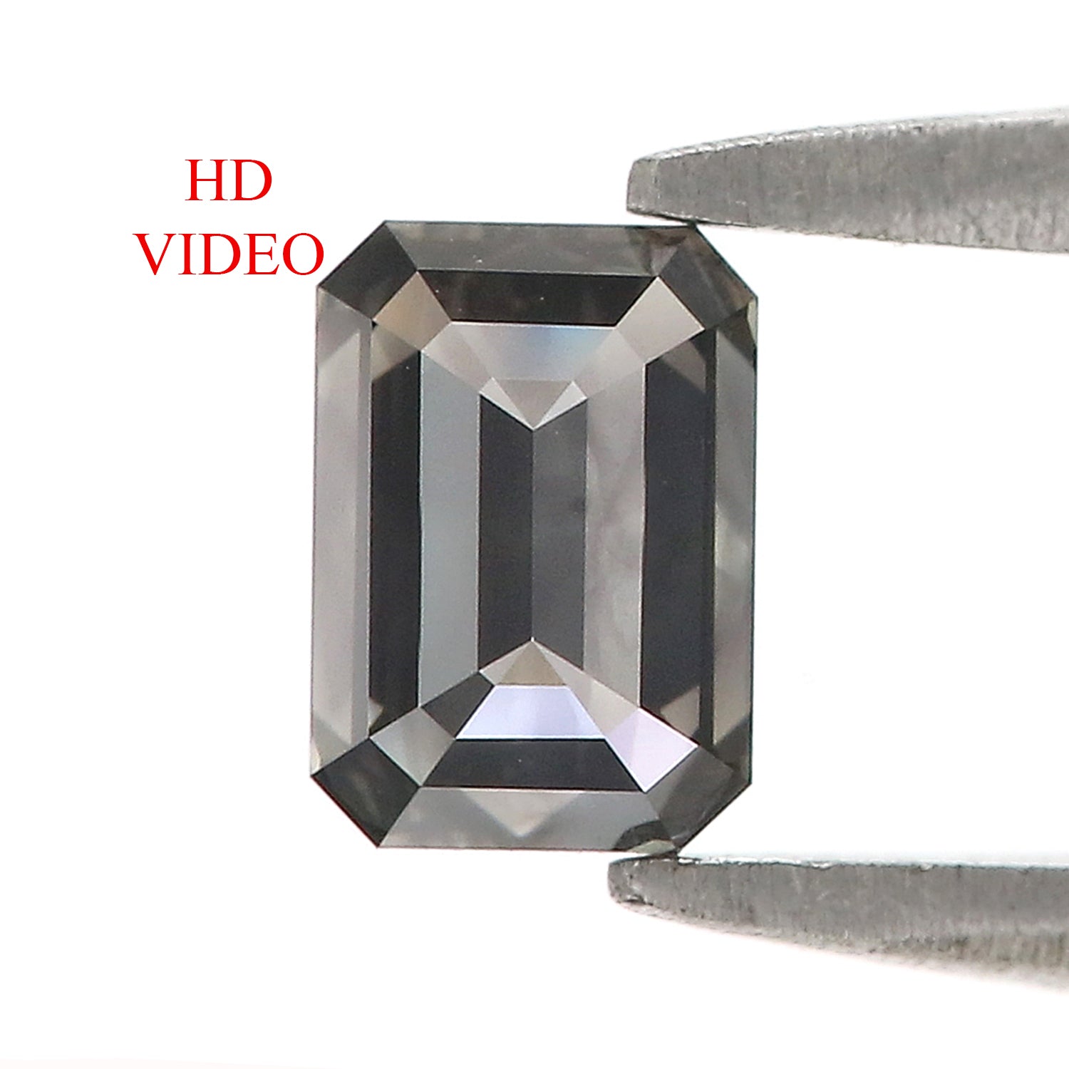 0.59 CT Natural Loose Emerald Shape Diamond Salt And Pepper Emerald Shape Diamond 5.35 MM Black Grey Color Emerald Rose Cut Diamond QL9757