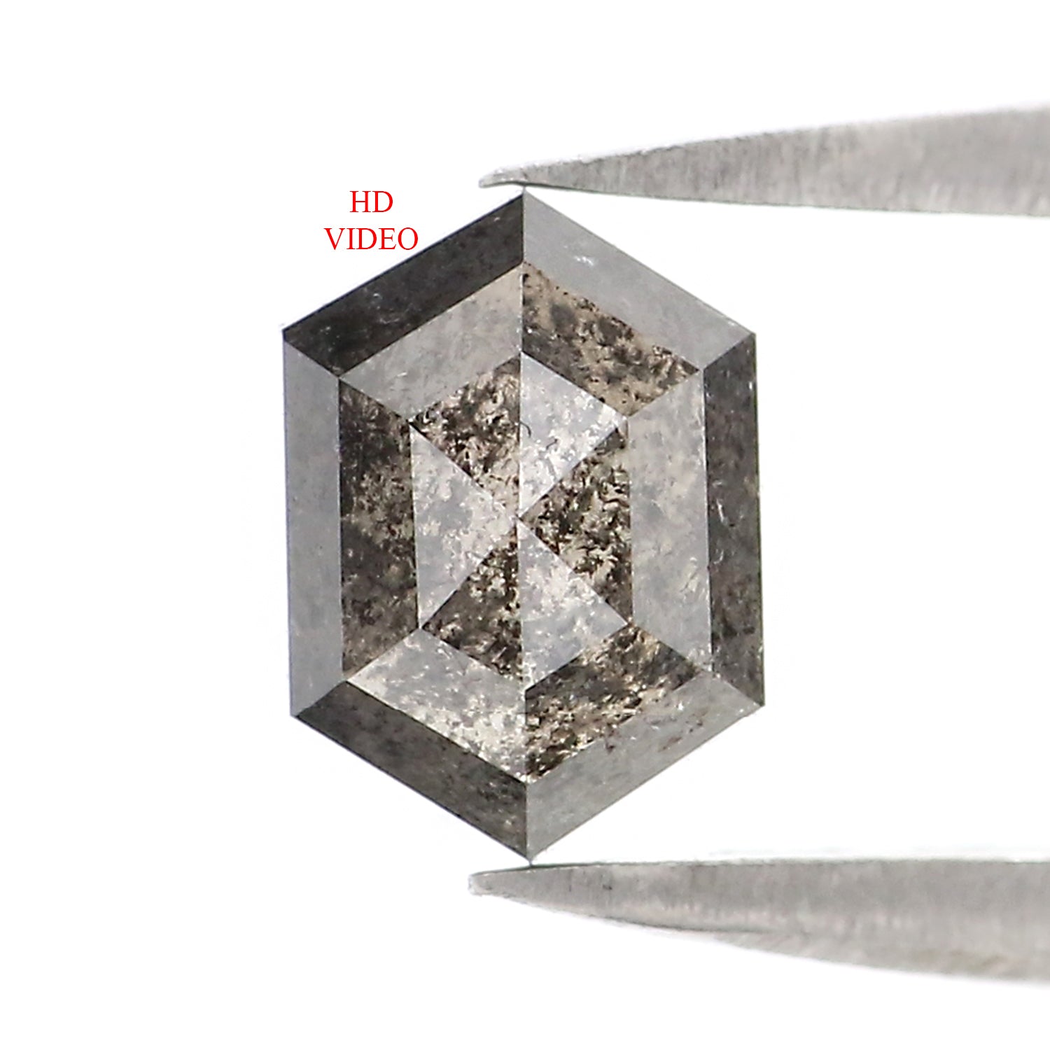 0.98 CT Natural Loose Hexagon Cut Diamond Salt And Pepper Hexagon Diamond 6.85 MM Natural Loose Black Grey Color Hexagon Cut Diamond QL2943