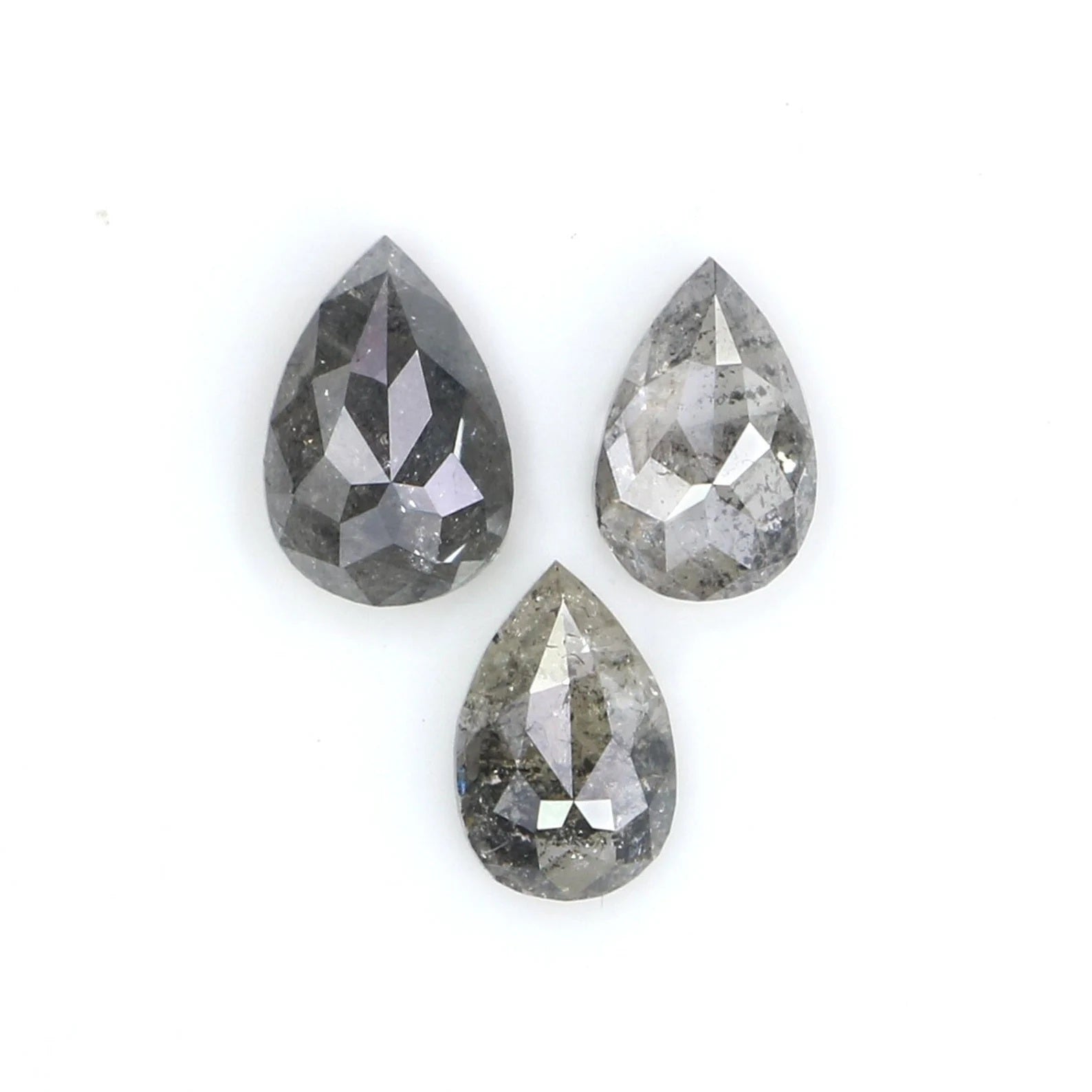 Natural Loose Pear Diamond, Salt And Pepper Pear Diamond, Natural Loose Diamond, Pear Rose Cut Diamond, 0.81 CT Pear Shape Diamond, KDN2285