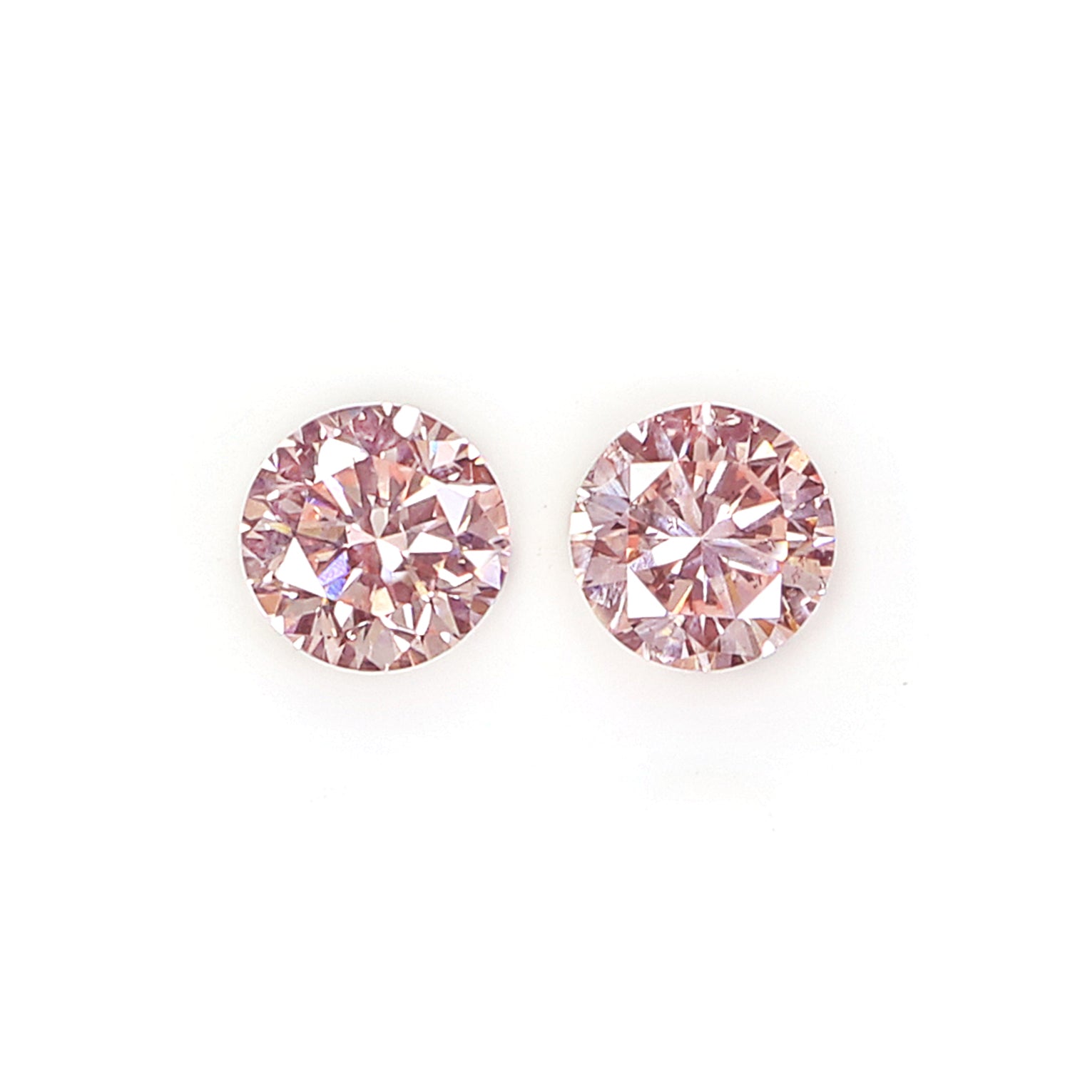0.56 CT Lab Grown Round Brilliant Cut CVD Diamond VS1 Clarity Pink Color Round Cut Pair Diamond 4.20 MM Pink Color Round Shape Diamond L3548