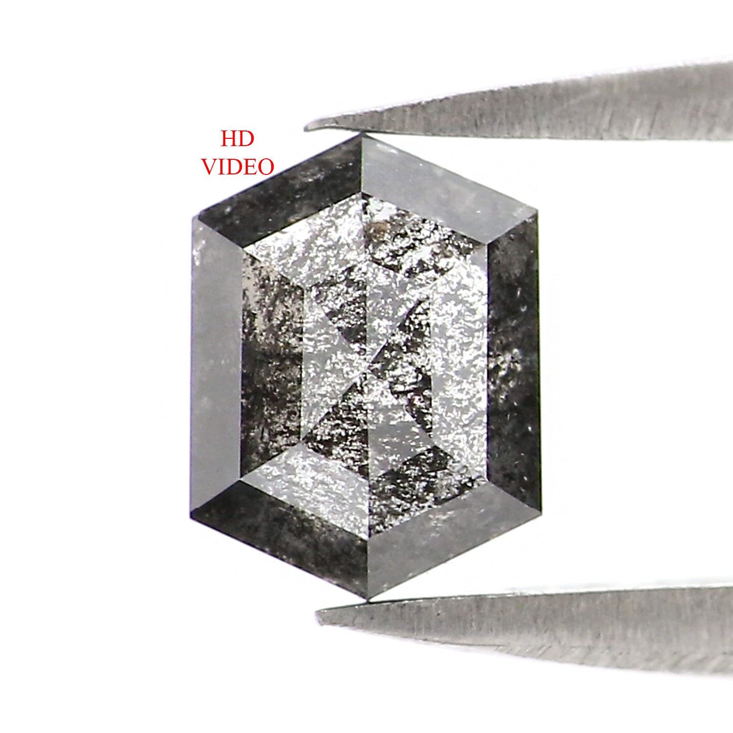 0.85 CT Natural Loose Hexagon Shape Diamond Salt And Pepper Hexagon Diamond 6.60 MM Black Grey Color Hexagon Shape Rose Cut Diamond LQ2966
