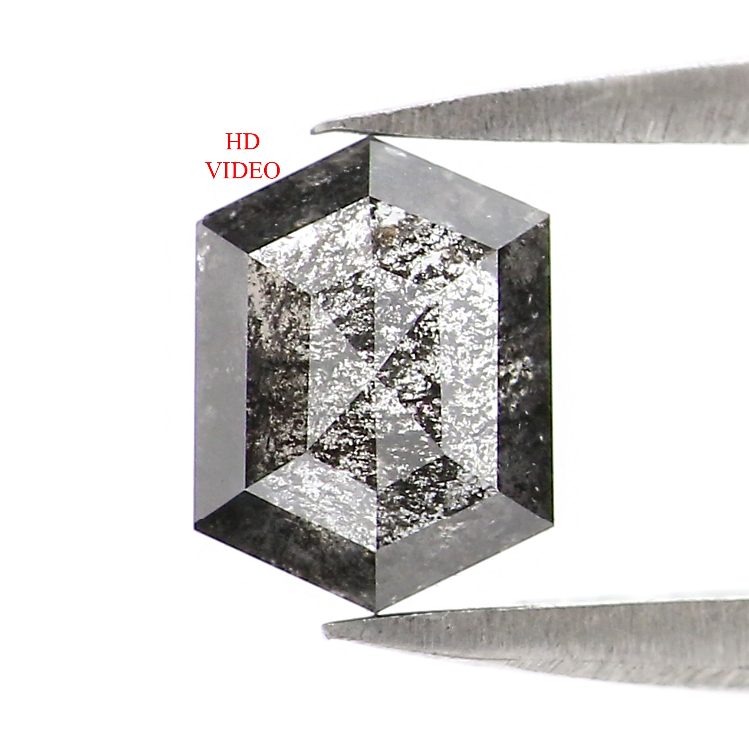 Natural Loose Hexagon Diamond, Salt And Pepper Hexagon Diamond, Natural Loose Diamond, Hexagon Cut Diamond, 0.85 CT Hexagon Shape L2966