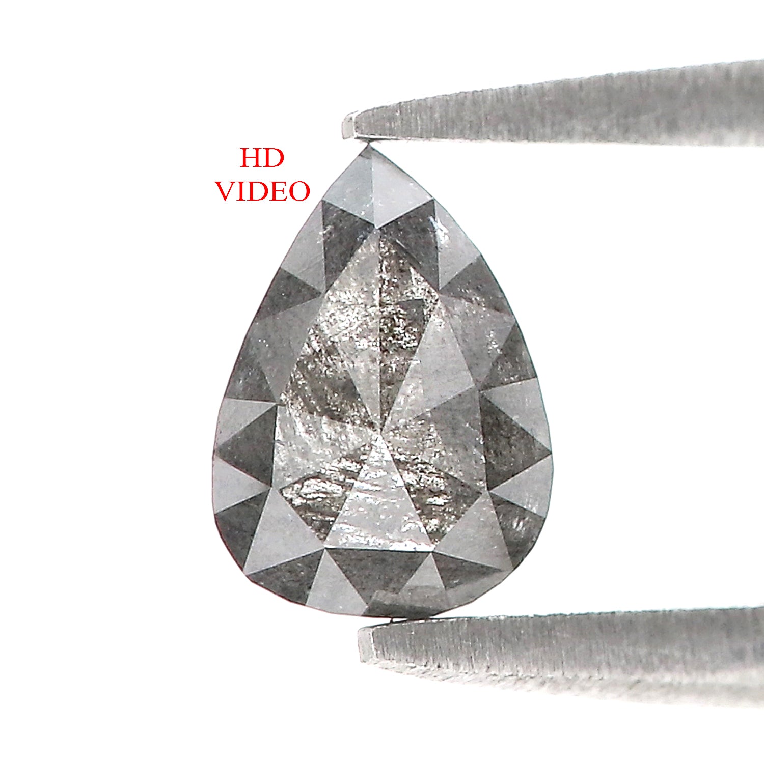 0.70 CT Natural Loose Pear Shape Diamond Salt And Pepper Pear Cut Diamond 6.40 MM Natural Black Grey Color Pear Rose Cut Diamond LQ3354