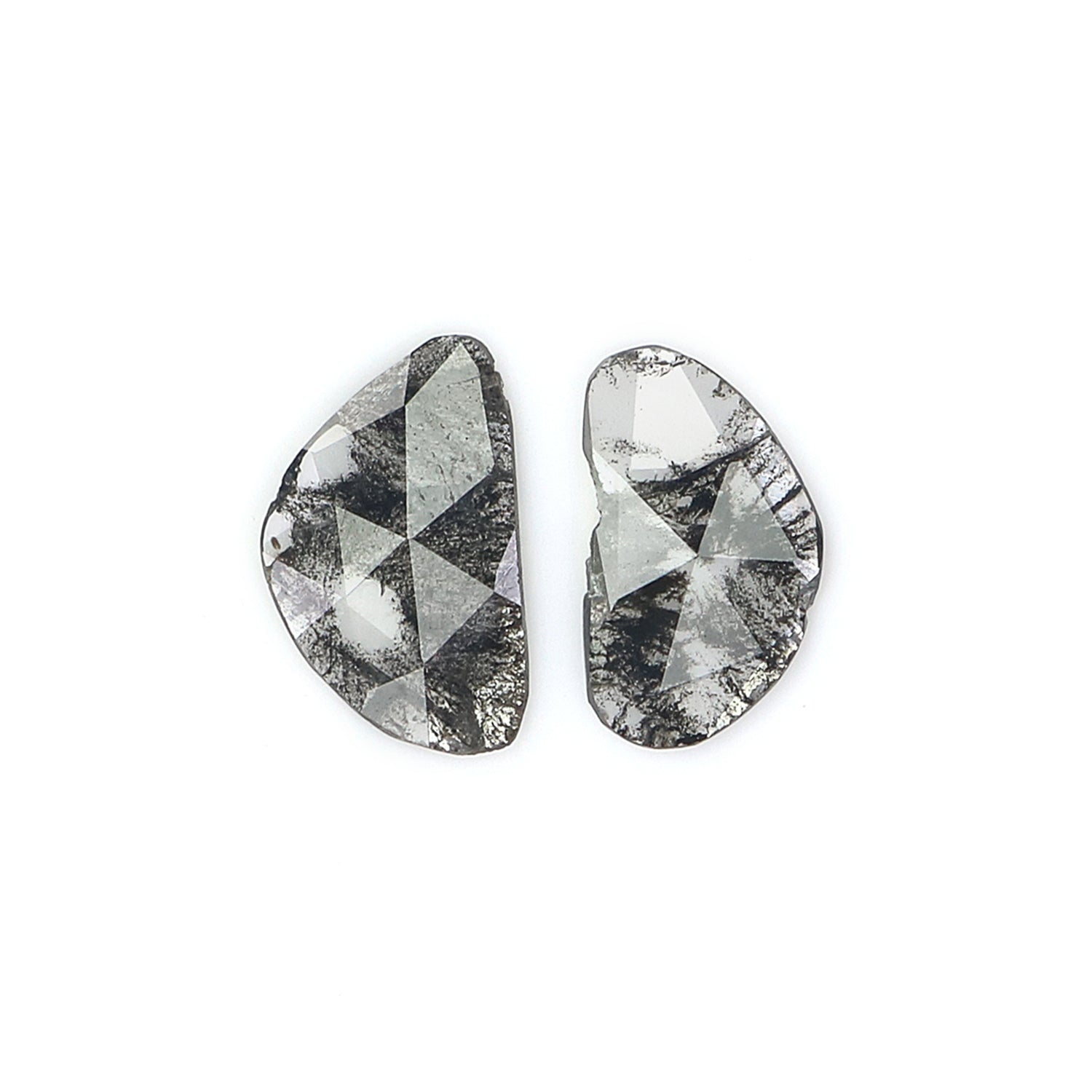 0.82 CT Natural Loose Slice Shape Diamond Salt And Pepper Slice Uncut Diamond 9.20 MM Natural Black Grey Diamond Irregular Cut Diamond L3547