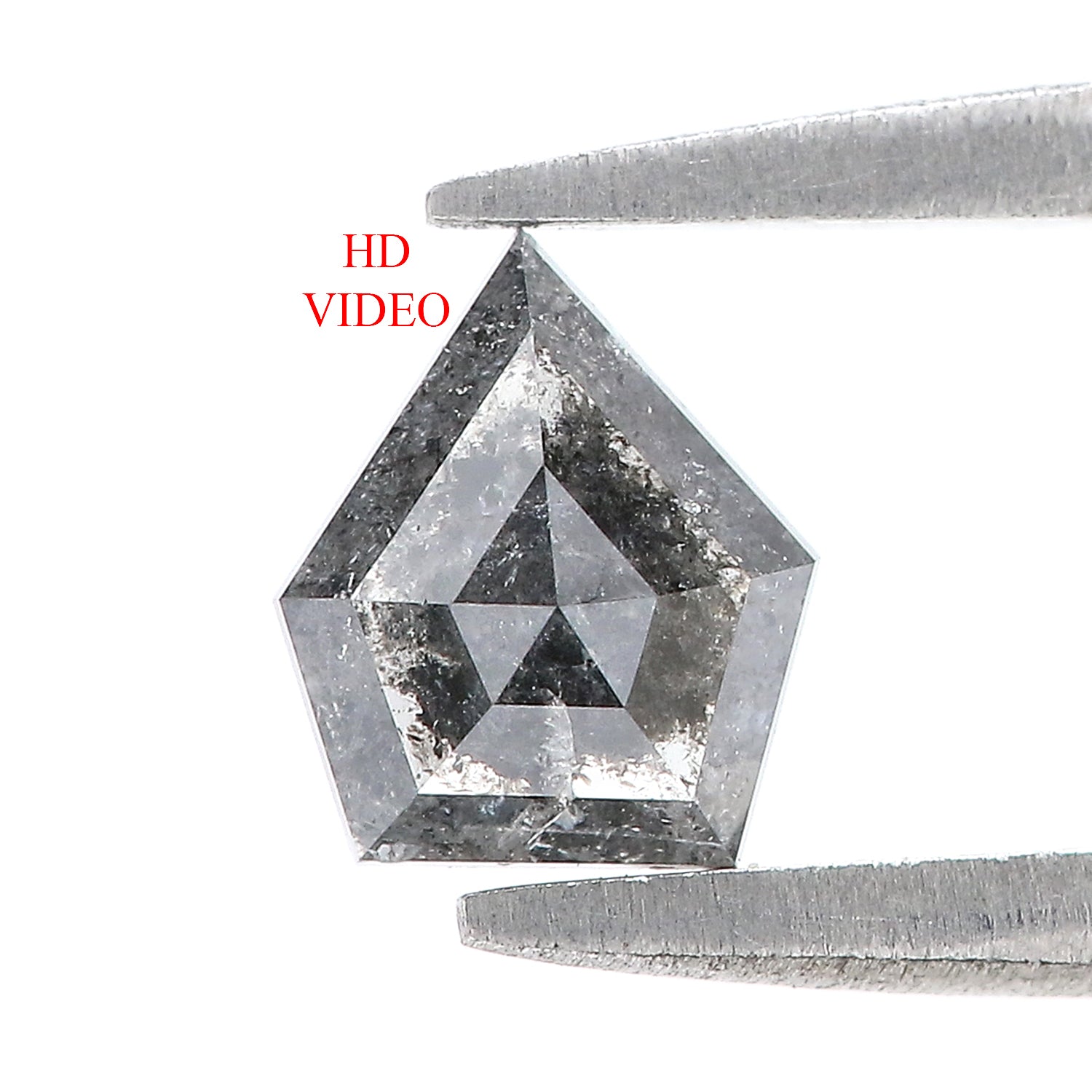 0.80 CT Natural Loose Shield Diamond Black Grey Color Diamond 6.60 MM Natural Loose Diamond Salt And Pepper Shield Rose Cut Diamond QL7662