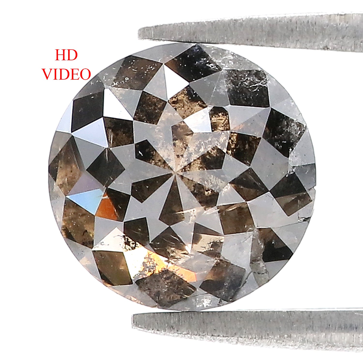 4.20 Ct Natural Loose Round Shape Diamond Salt And Pepper Diamond 9.90 MM Natural Diamond Brown Grey Color Round Rose Cut Diamond QL8509