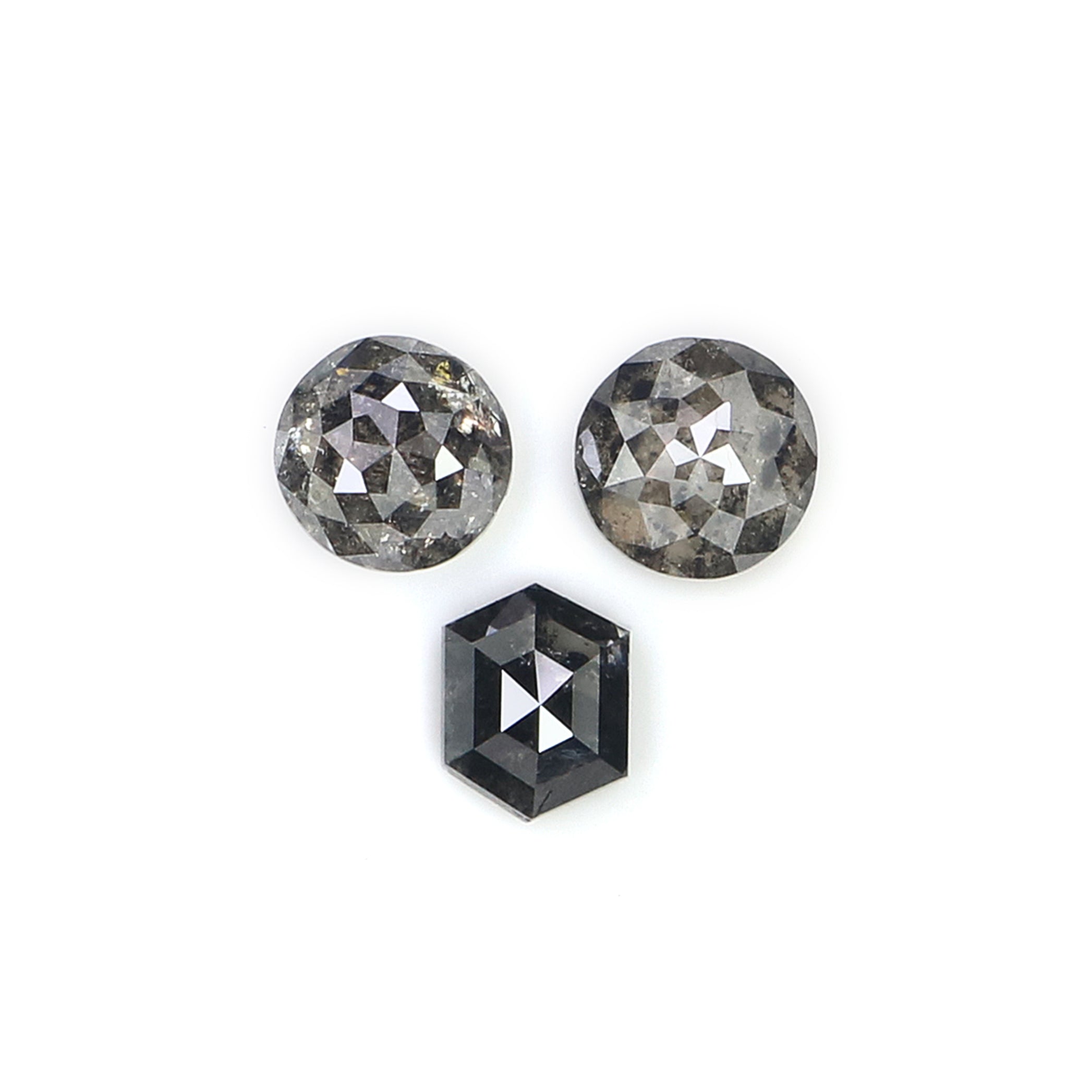 1.03 CT Natural Loose Mix Shape Diamond Salt And Pepper Mix Shape Diamond 4.35 MM Natural Black Grey Color Mix Shape Rose Cut Diamond KR2328