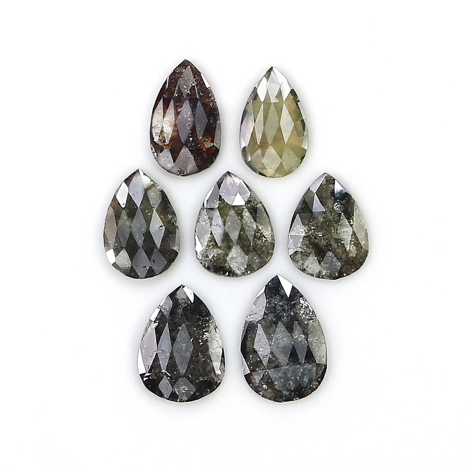 1.83 CT Natural Loose Pear Shape Diamond Salt And Pepper Pear Diamond 7.55 MM Natural Loose Black Grey Color Pear Rose Cut Diamond NQ2538