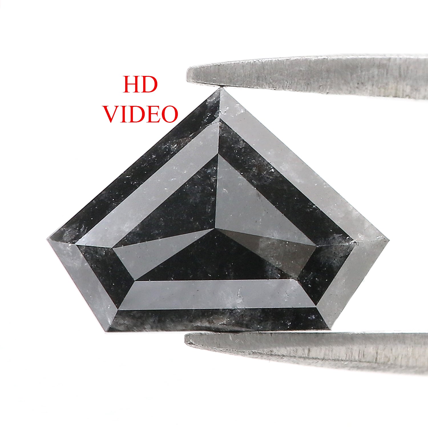2.90 CT Natural Loose Shield Shape Diamond Salt And Pepper Shield Diamond 8.60 MM Natural Loose Black Color Shield Rose Cut Diamond QL1035